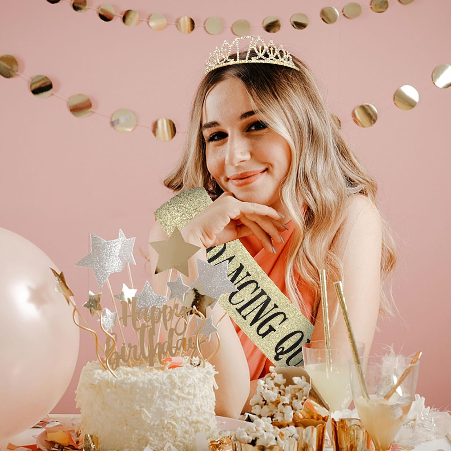 Semato Dancing Queen Party Decorations 17-17th Birthday Sash and Crown for Girls Party Favors