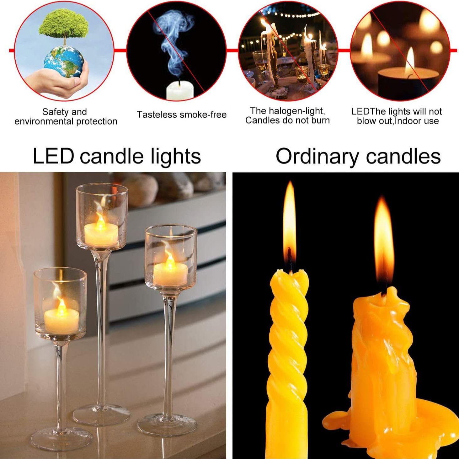 Candele Led Candele a LED Confezione da 48/24/12 candele accese for creare un'atmosfera calda e tremolante(48pcs)