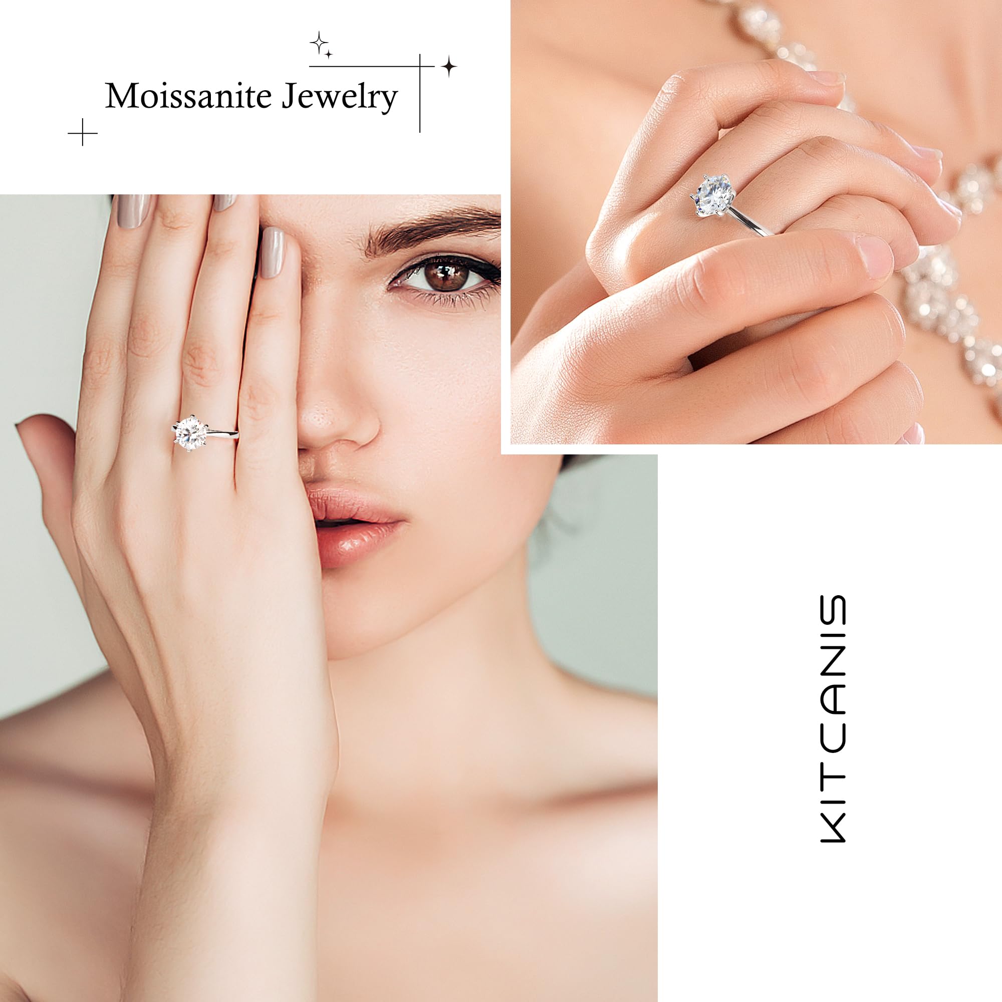 Kitcanis Anello di Fidanzamento da Donna, Anello Con Diamante di Moissanite da 2-3 Carati, Colore VVS1 D, Argento 925 Con Confezione Regalo, Certificato GRA, Anello di Fidanzamento per Donne