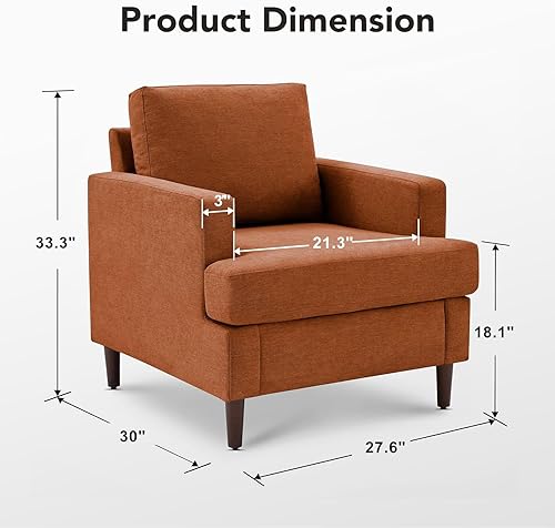 Miniatura 2 de Silla decorativa Mid-Century moderna, sillón de tela de lino para sala de estar, cómodas sillas tapizadas de lectura para dormitorio, sofá