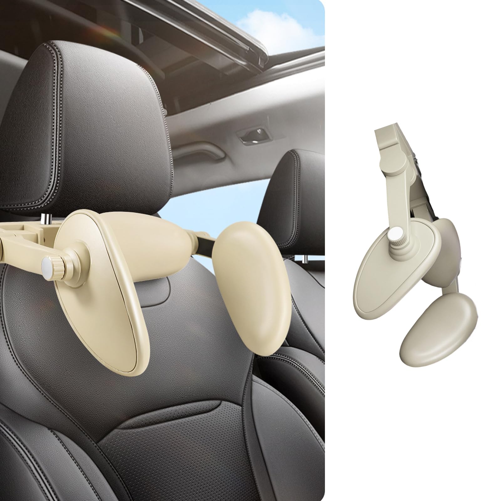 Almohada ergonómica para reposacabezas de coche, perfecta para viajes, almohada de cuello de espuma viscoelástica, para dormir de lado, cómoda para adultos, niños, seguridad, para viajes