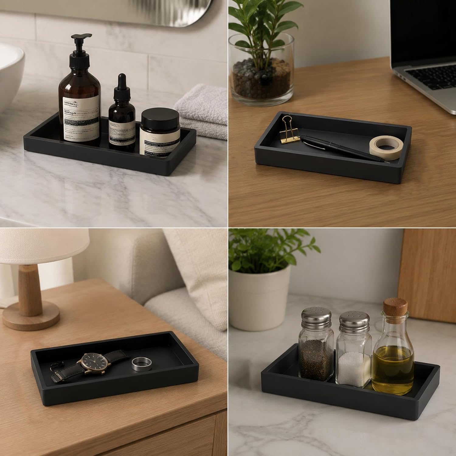 2Pcs Silicone Bathroom Vanity Tray Small Dish Soap Holder Sink Organizer