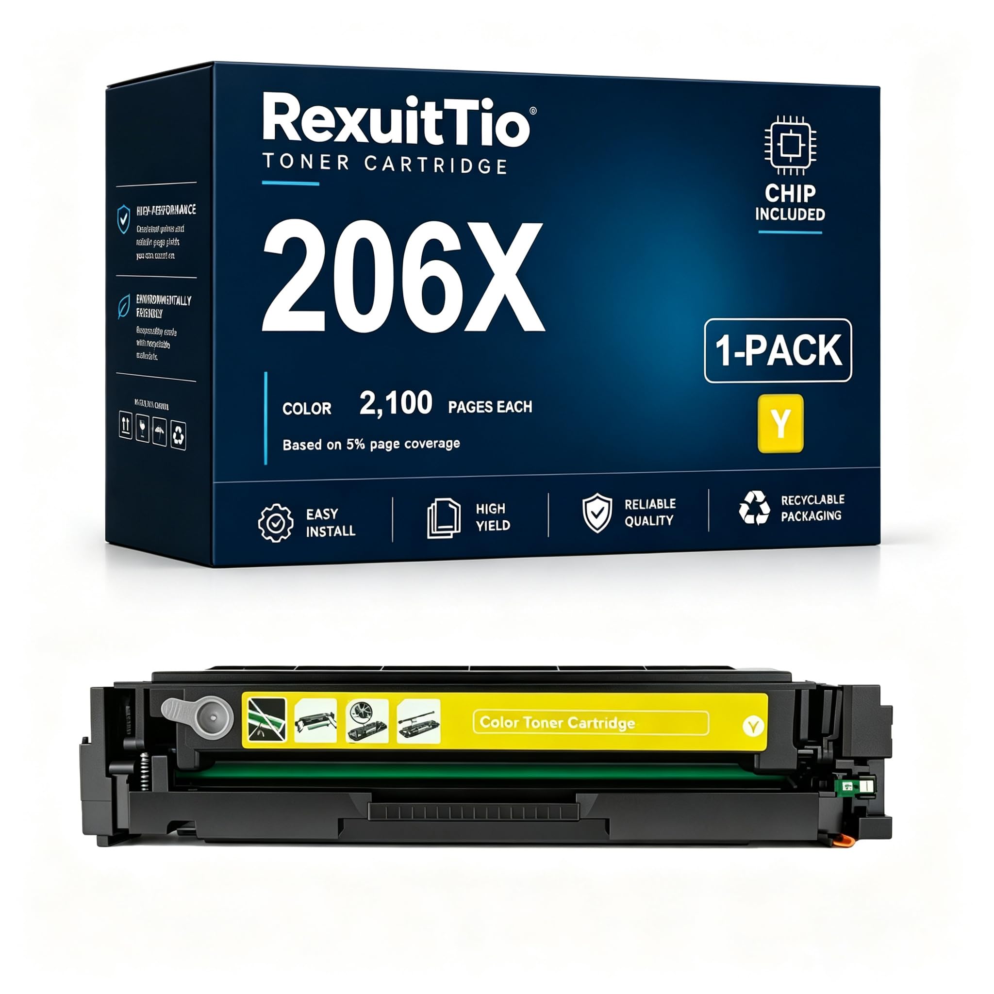 Remplacement de la Cartouche de Toner Compatible à Haut rendement 206X pour W2110X W2111X W2113X W2112X avec la dernière Puce, Convient à l'imprimante Laser HP M255DW M255NW M282NW