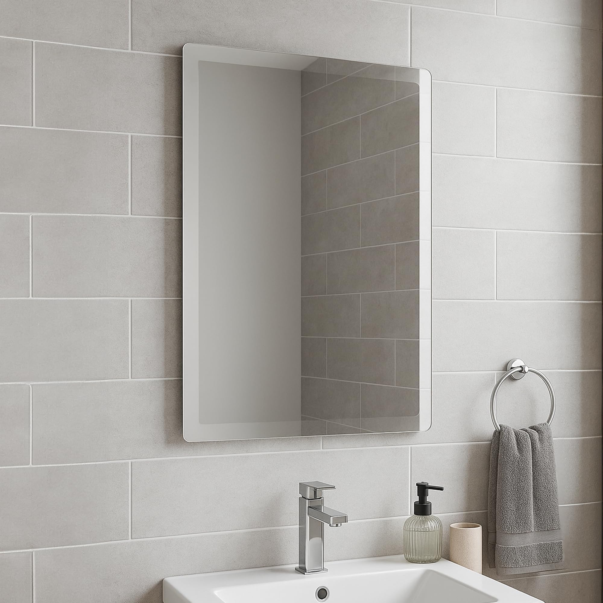 Go Bathrooms Tula Rectangular Bathroom Mirror Frameless Bevelled Edge Design Wall Mounted Portrait or Landscape - 600mm x 450mm | Plain Mirror