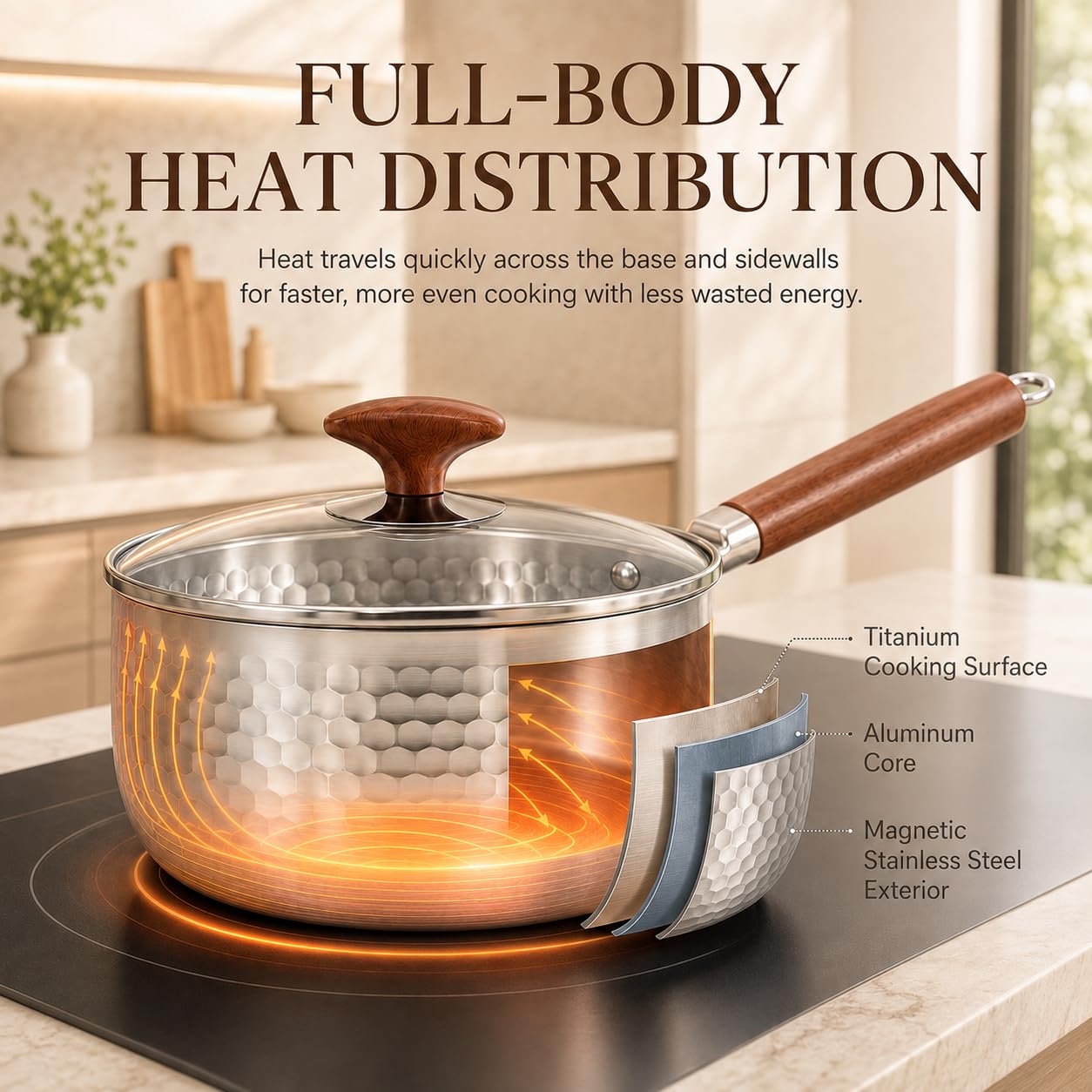 DELARLO Titanium Saucepan - 2.2 Qt Sauce Pot -3 DELARLO Titanium Saucepan - 2.2 Qt Sauce Pot -3