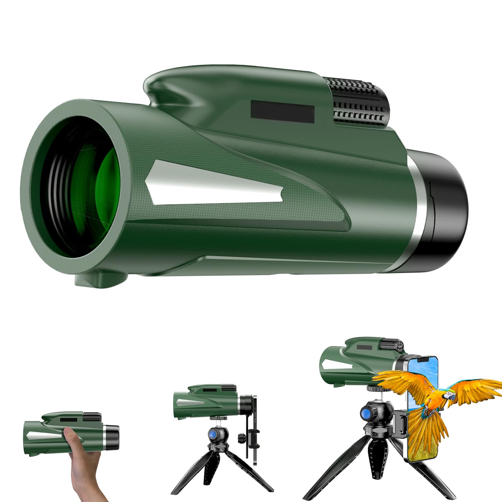 12x50 Monoculars for Adults High Powered - Durable Rubber Armor Monocular, Portable Monoculars with Large Tripod & Adapter - for Hunting,Concert,Bird Watching,Camping,Hiking,Gadgets for Men
