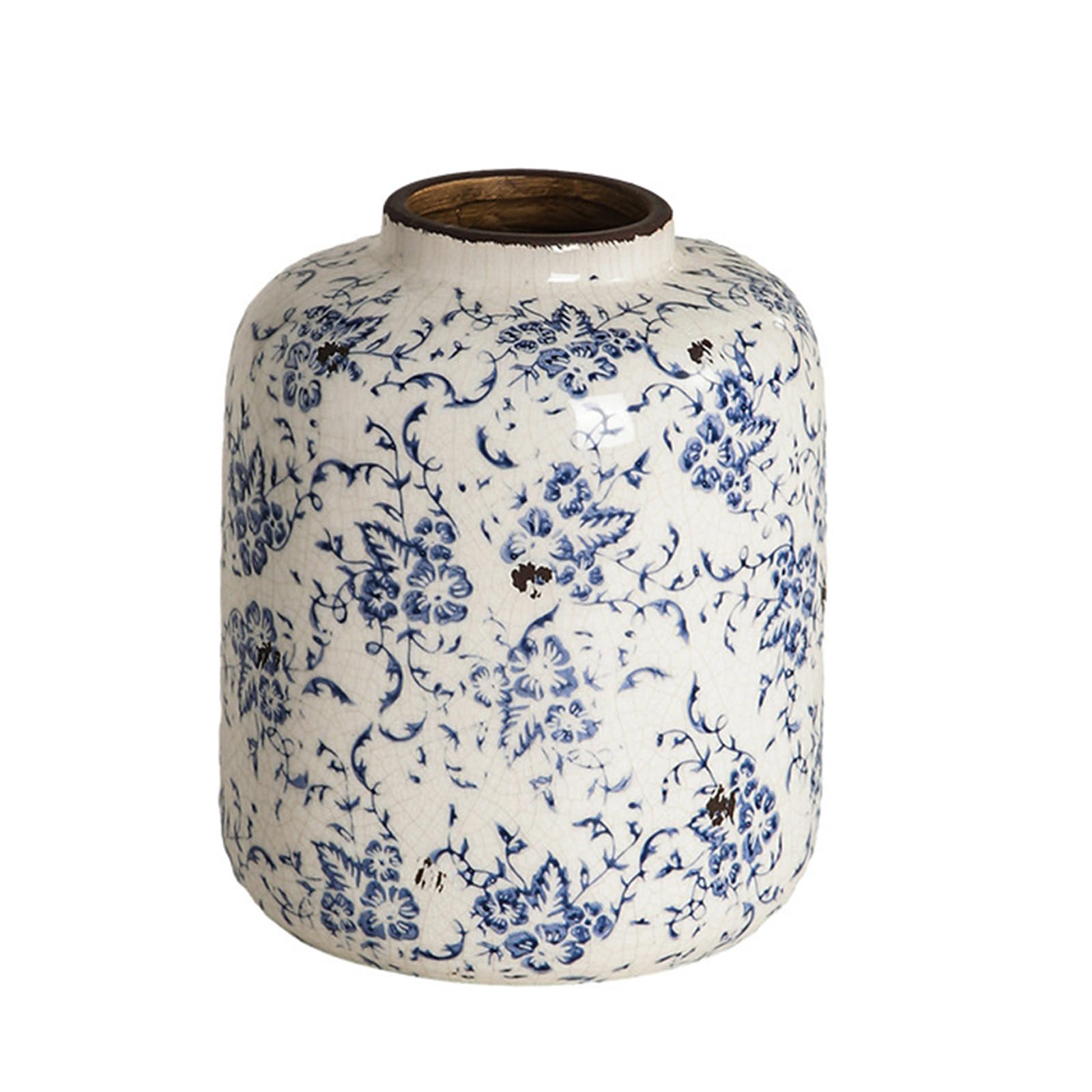 Sisyeuo And White Porcelain Crackle Glaze Ceramics Vases Antique Decorative Vases with Reinforced Base for Secure Placement Crackle Glaze Flower