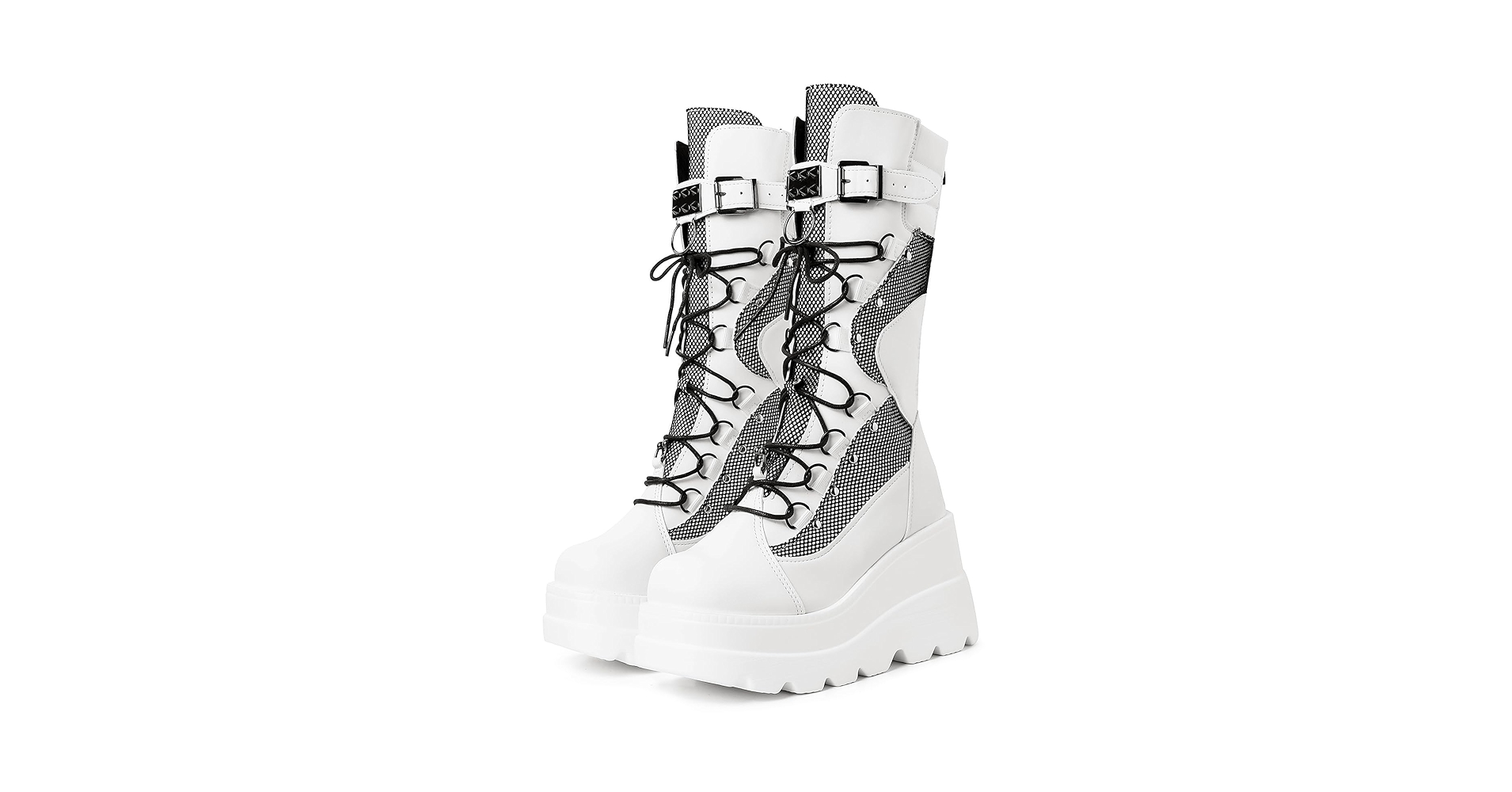 Amazon.com | SACFOF Womens Goth Platform Boots Chunky Wedge