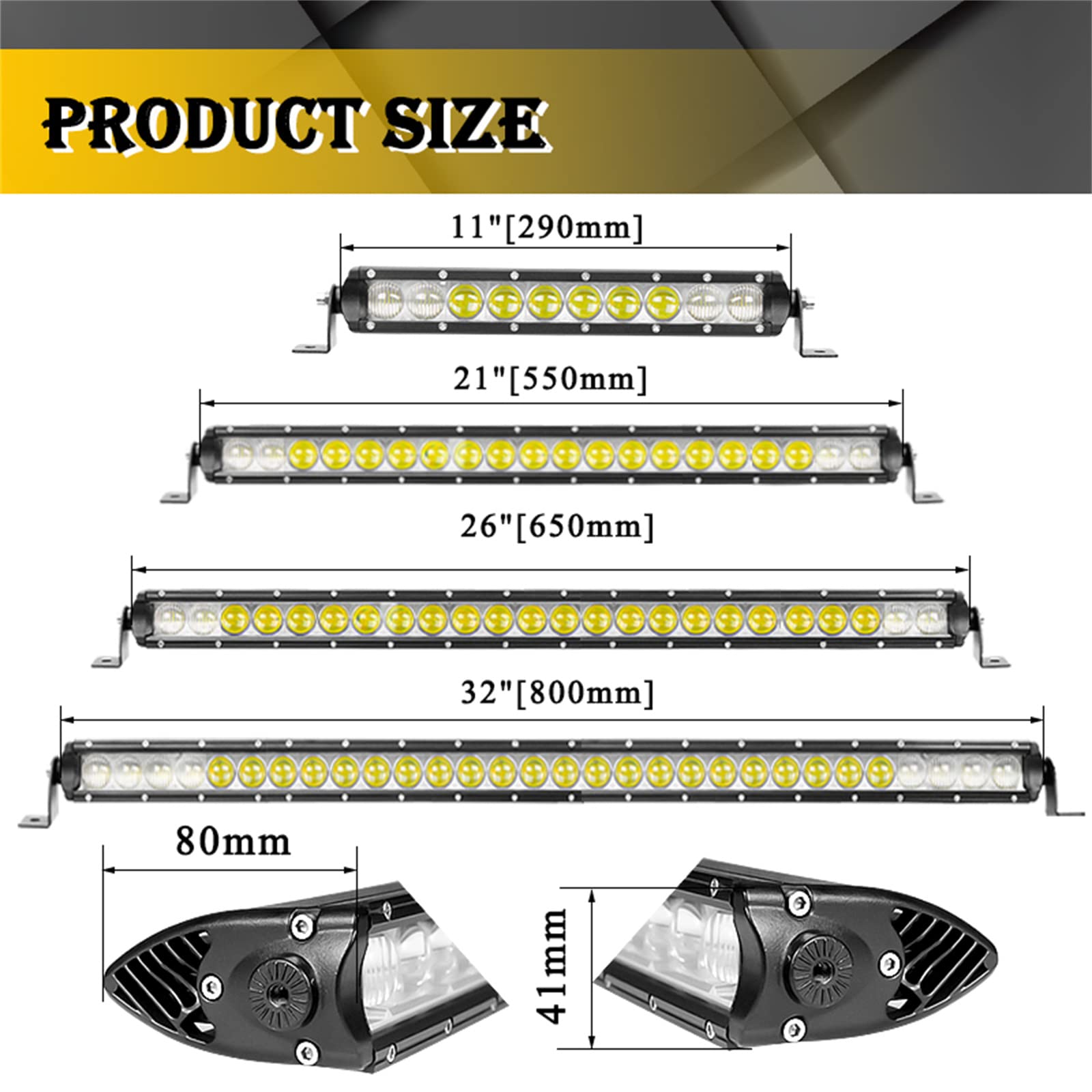 Barra Luminosa A LED, 30000 Lumen Faro Da Lavoro Impermeabile Lampada Da Guida Fuoristrada, Per Camioncino SUV ATV UTV Barca,11inch