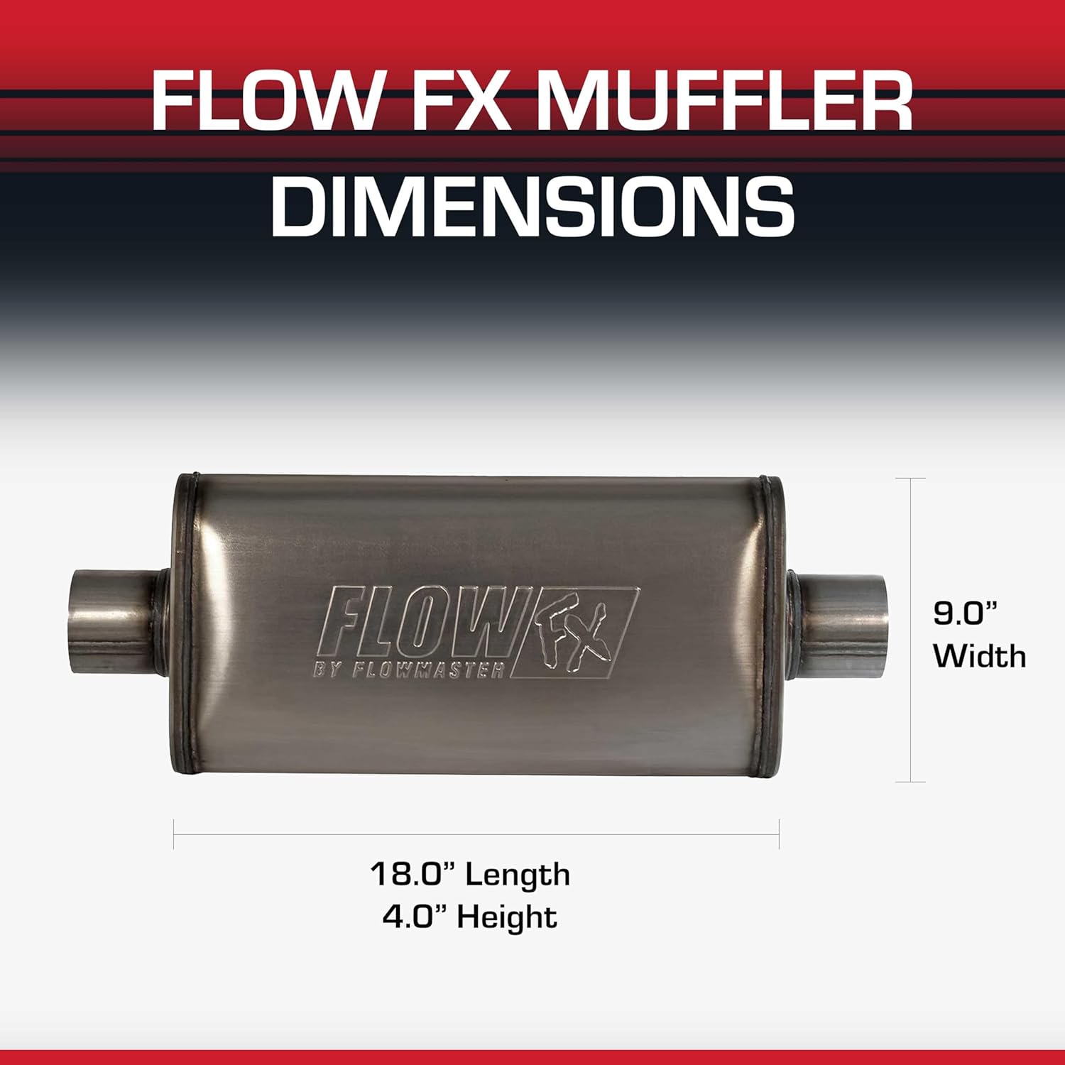 Flowmaster Flow FX Muffler – 3.00” Center In / 3.00” Center Out – Moderate Sound – Stainless Steel – Affordable Performance for Modern Trucks, Muscle Cars & Daily Drivers (71249)