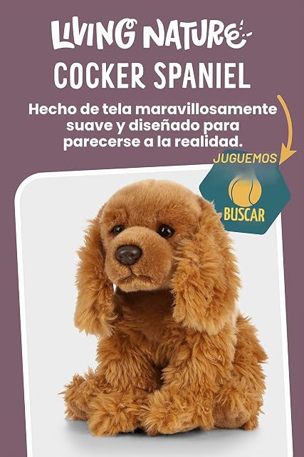 Foto 2 de 7 de Cocker Spaniel de Living Nature, Perro de Peluche Suave y Realista, 22 cm