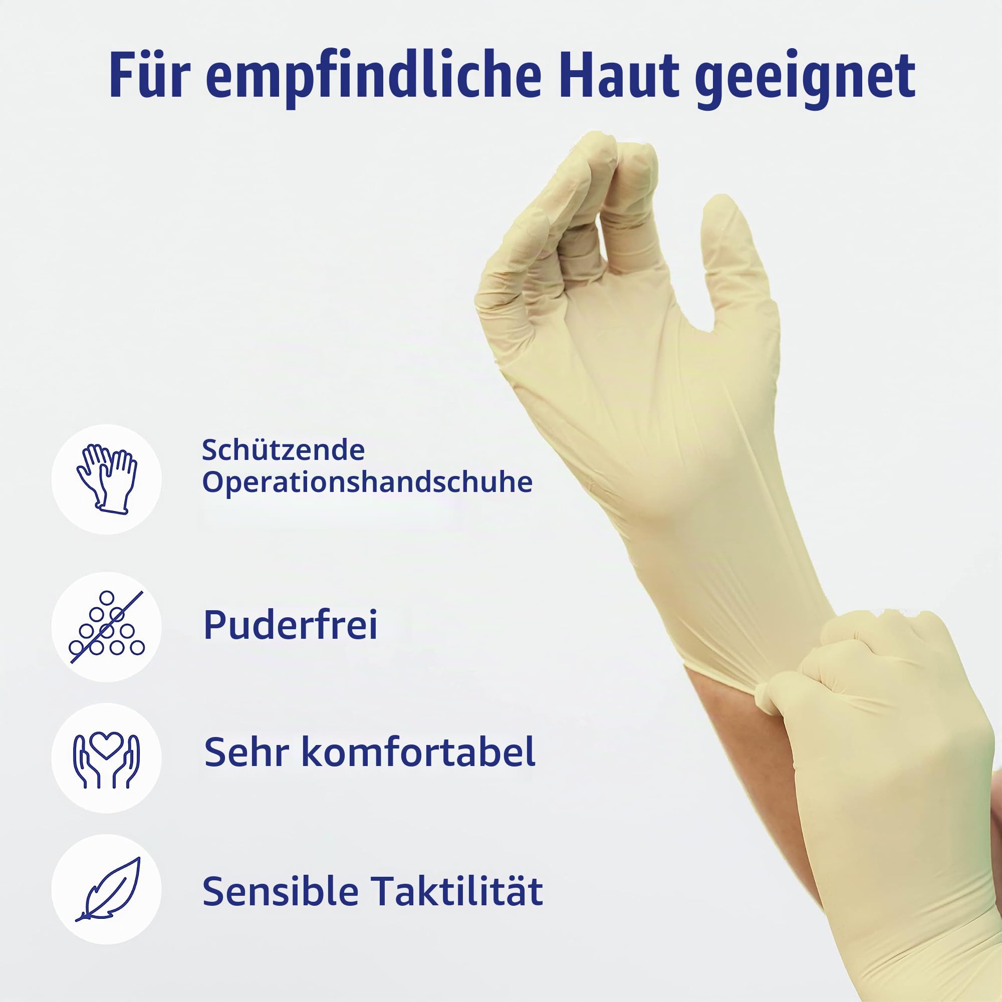 Meditrade Gentle Skin Superior OP-OP-Handschuhe – Latex, puderfrei, steril, Einweg – PSA für Operationen und medizinische Untersuchungen – Natur – Größe 7 – 50 Paar