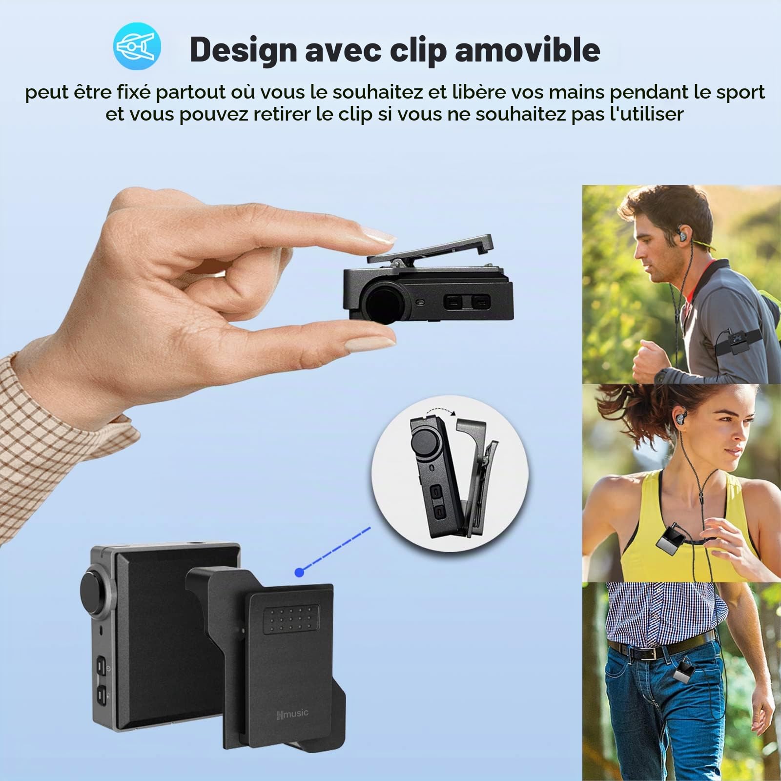 Hmusic P68 Lecteur MP3 HiFi avec Clip