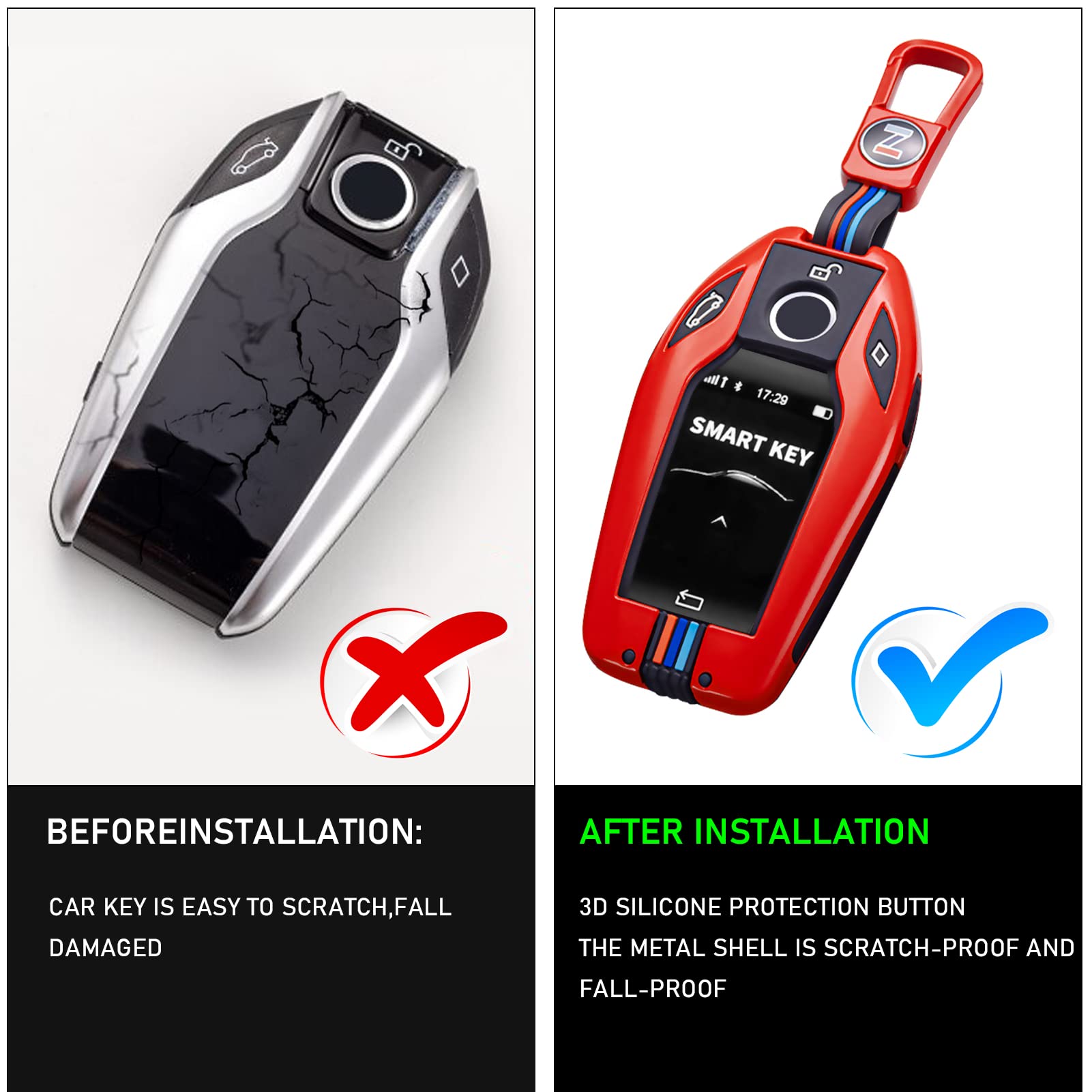 Cover Chiave Auto Per BMW Serie 2,3,5,7,X1,X3,X4,X5,X6 - Custodia In Lega Di Zinco Con Design Carbonio - Foto 9