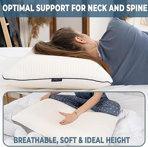 Miniatura 4 de alkamto Memory Foam Pillow 27.5X 18 in Ergonomic Neck Support Pillow  Oeko-Tex Certified  Breathable & Thermoregulating Cover  Ideal for Back & Side