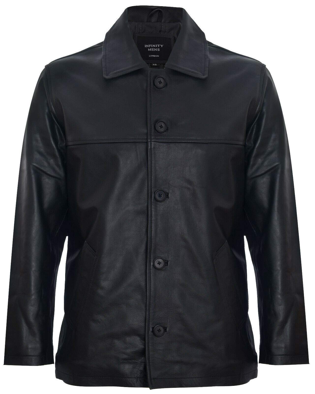 Men's Black 100% Leather Biker Jacket Vintage Retro Casual Zipped Quilted Racing 3XL