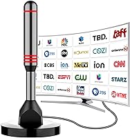 ApexWaveTV 2026 HD Digital TV Antenna Indoor for Smart TV - Strong Magnetic Base, 360° Long Range Reception, Free Local HDTV Channels (5.5 in)