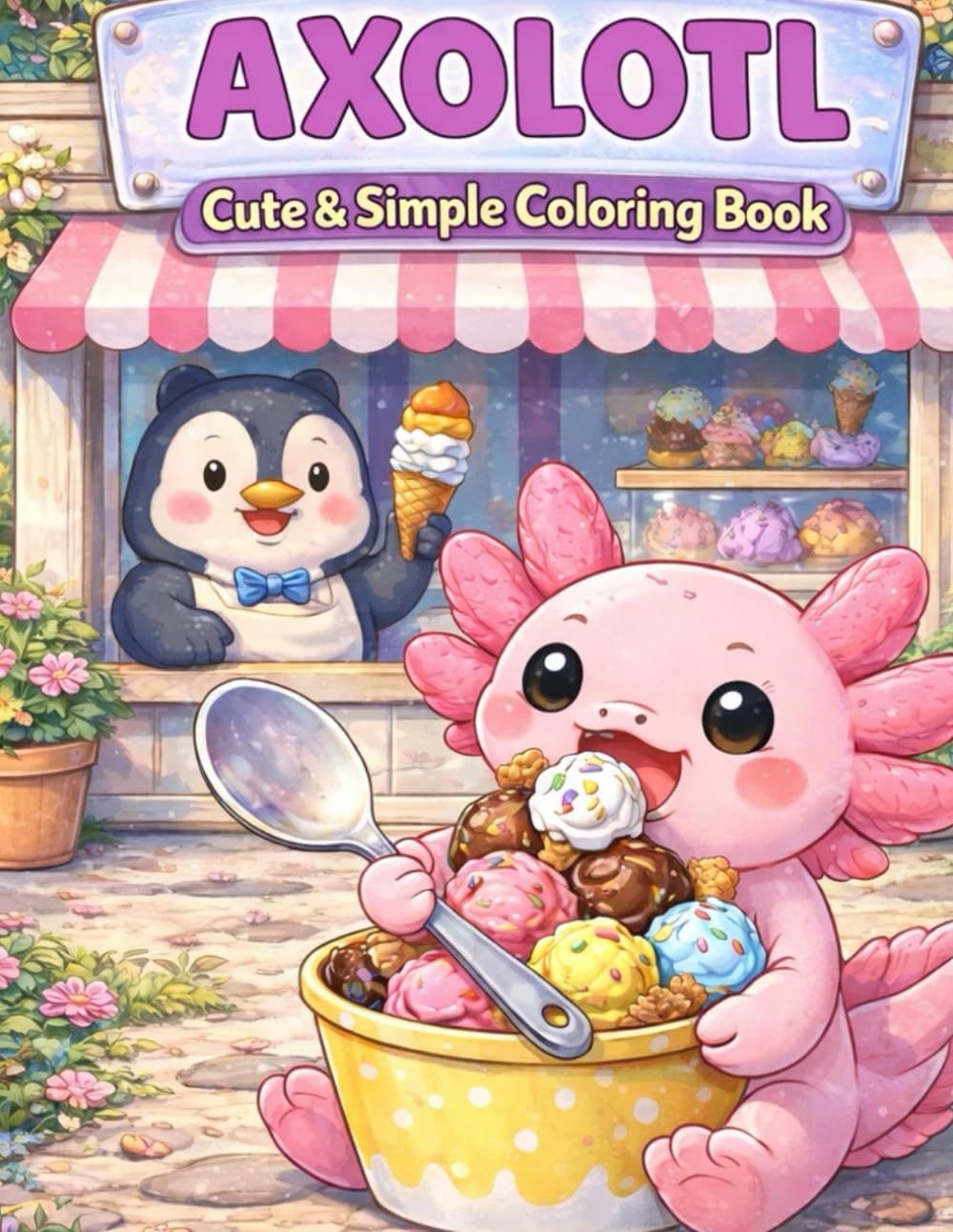 Axolotl Cute & Simple Coloring Book: Adorable and Easy Coloring Pages for Kids Ages 3–8