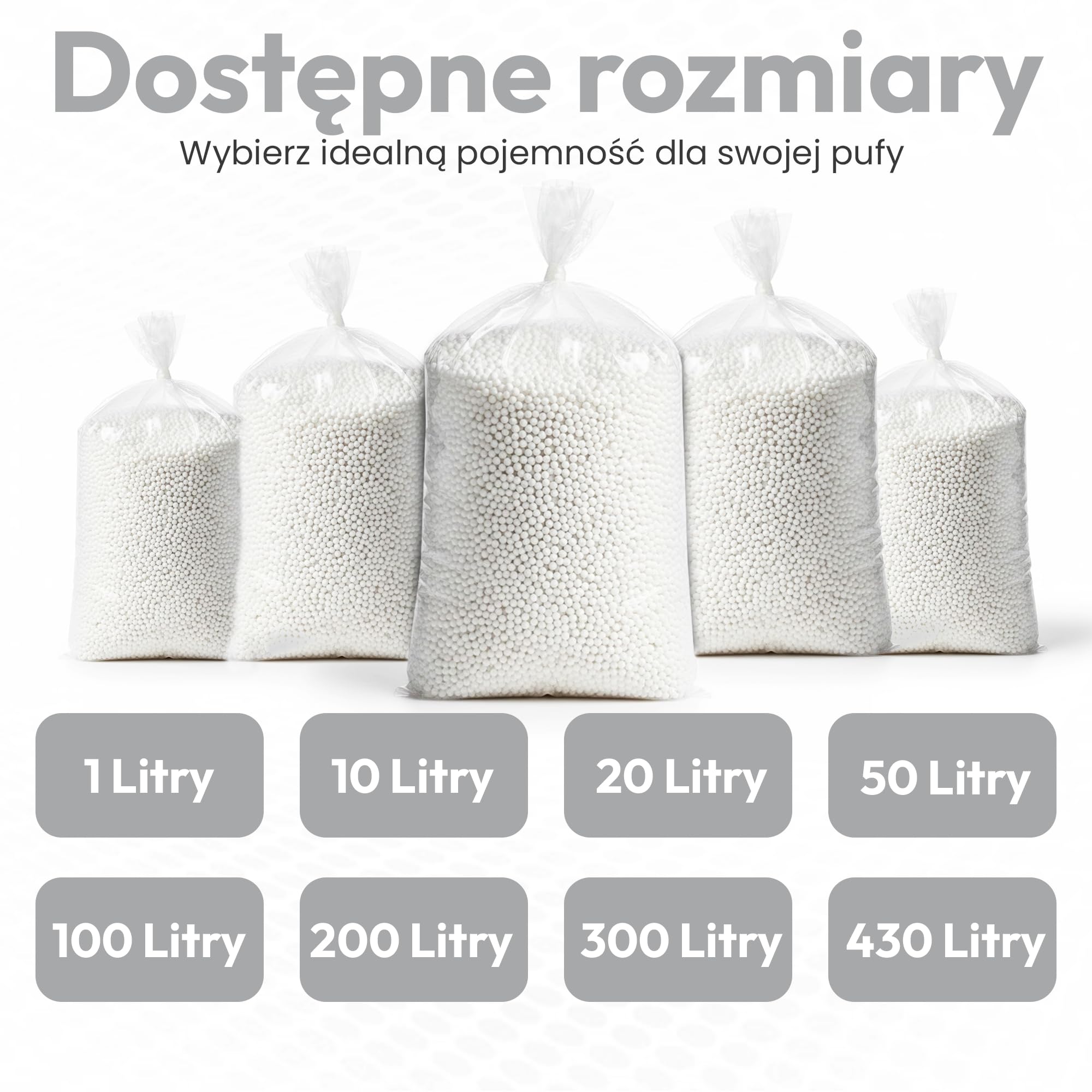 Lazy Bag® Kulki EPS do Beanbaga 300 l - Wkład do Pufy - styropian kulebki | Oryginalne kulki styropianowe do pufy, poduszki i siedziska - bezzapachowe, produkowane w Niemczech