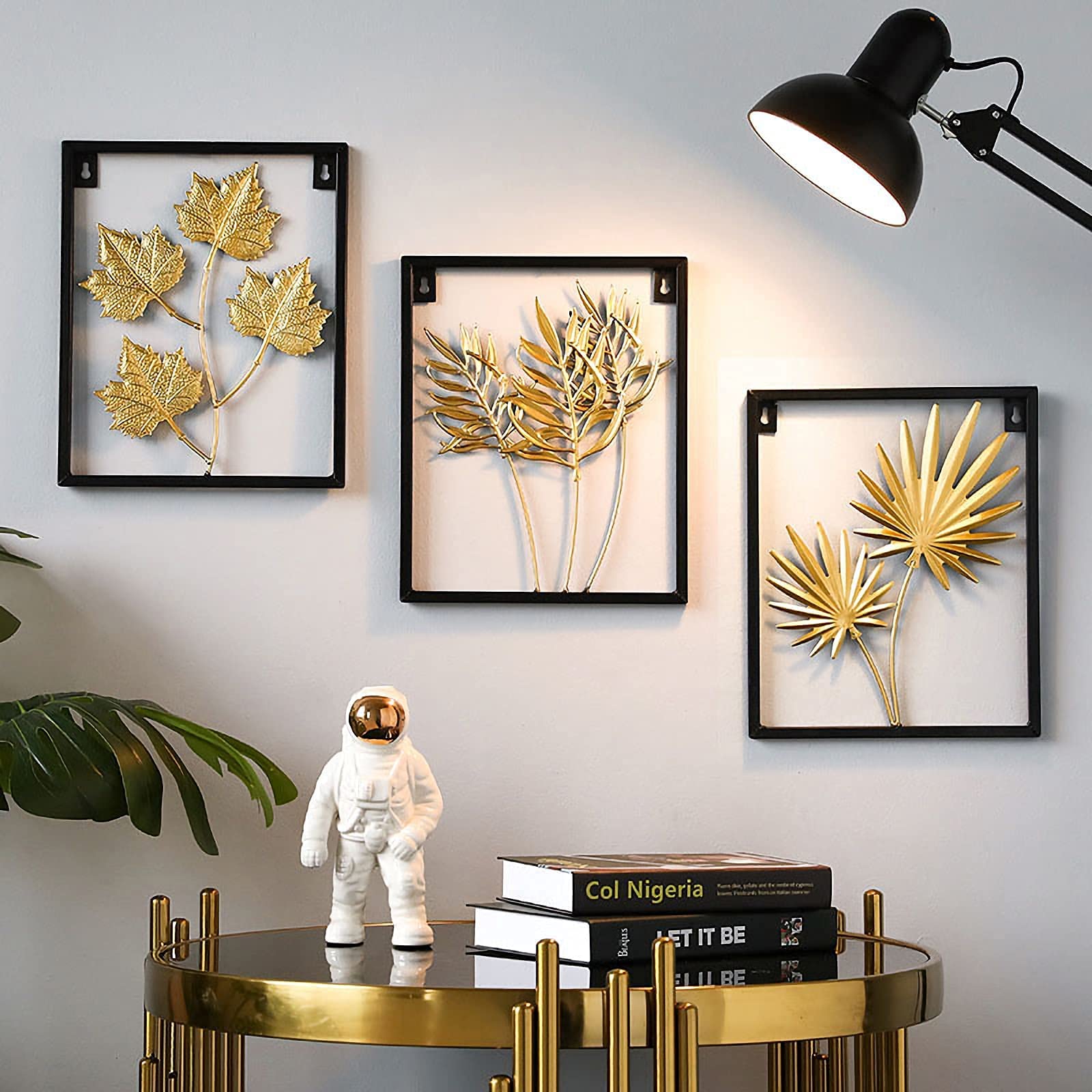 Decoración de Pared Estilo casa de Campo Moderna luz de Lujo de Metal de Pared, o Dorada, Colgante de Pared 3D Escultura de Pared Creativa Hecha a Mano decoración del hogar con Arte de Marco