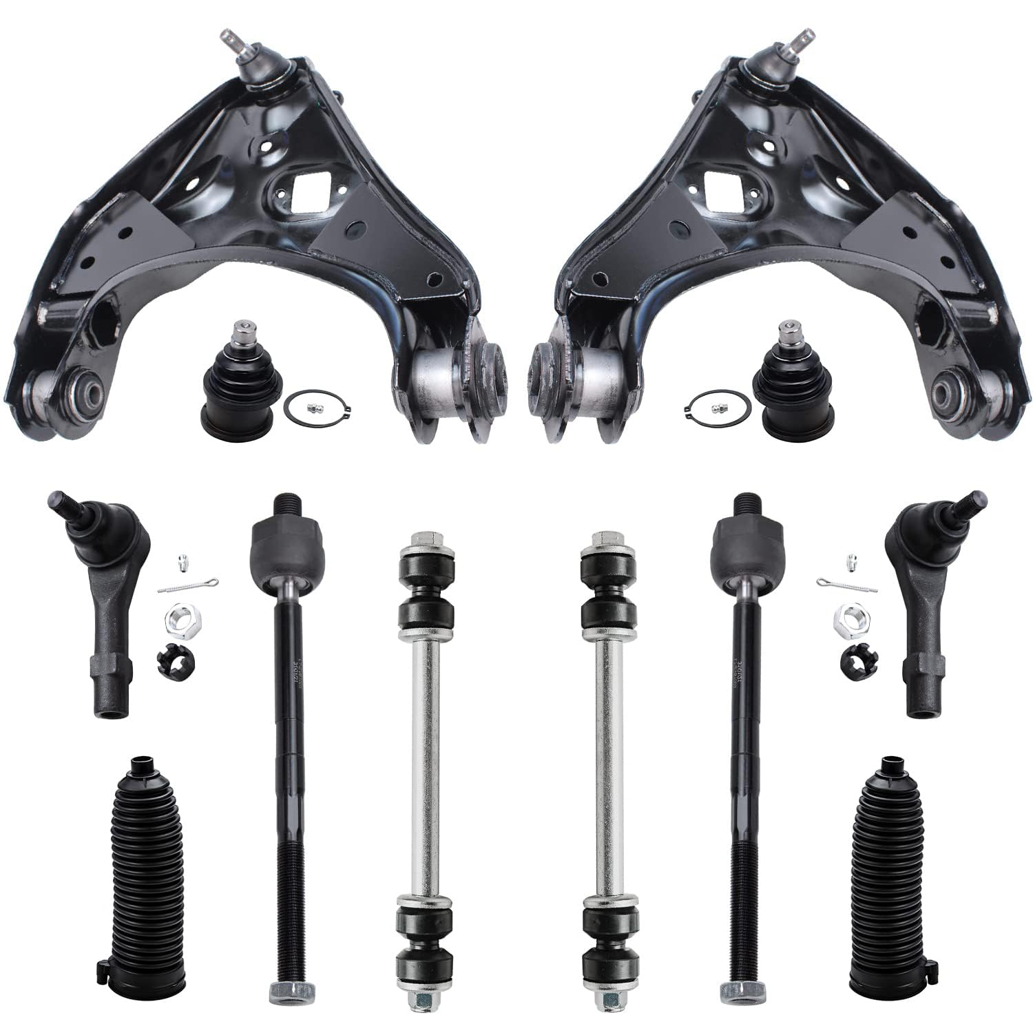 Detroit Axle - 12pc Front End Suspension Kit for Ford Explorer Ranger Mercury Mountaineer B2500 B3000 2 Lower Control Arms w/Ball Joints 2 Upper Ball Joints 4 Inner Outer Tie Rods 2 Sway Bars 2 Boots