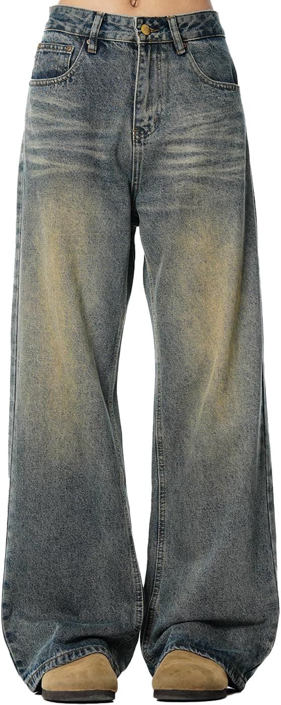 Unisex Y2K Baggy Jeans Hip Hop Skater Jeans Vintage Dance Skateboard Pants Loose Fit Denim Jeans