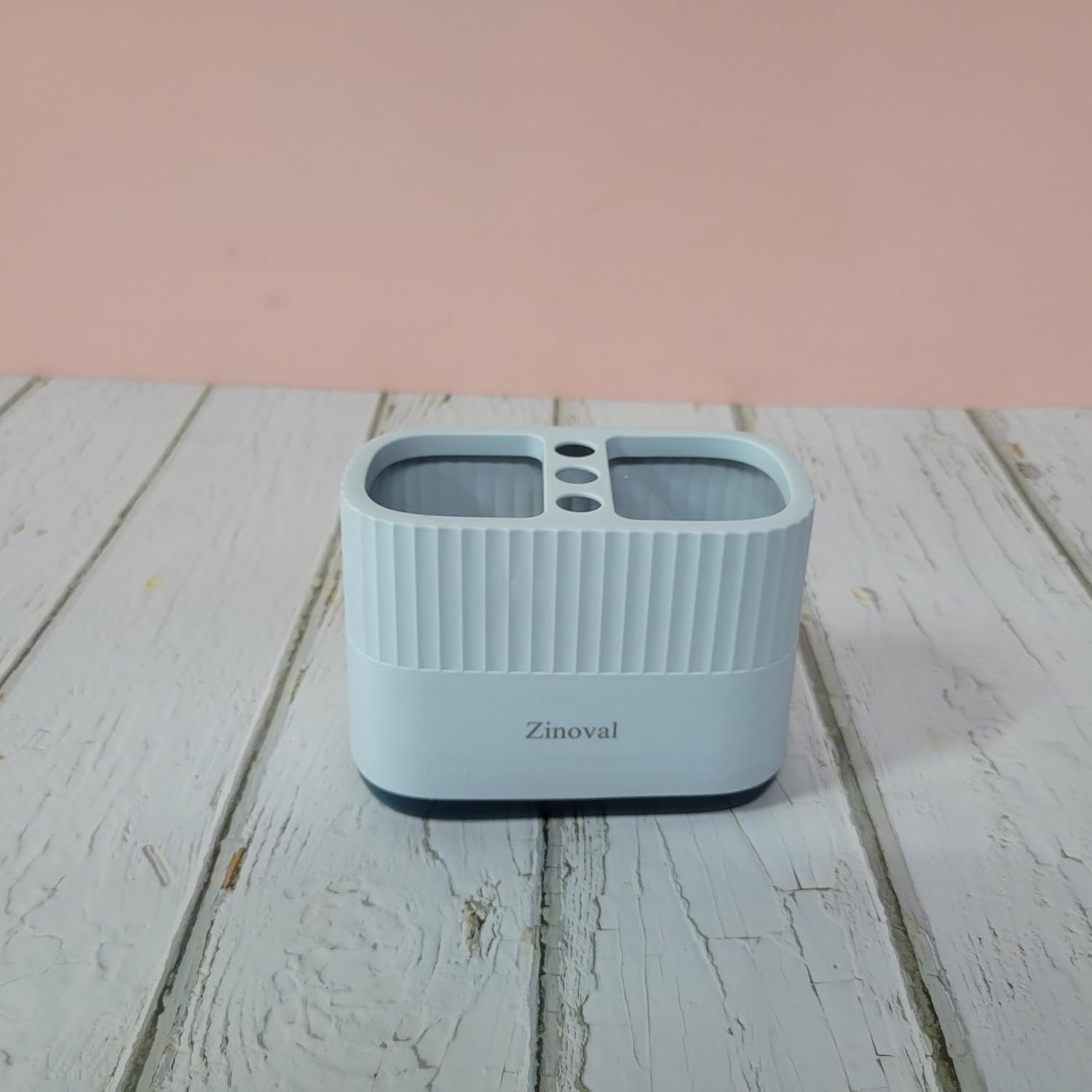 Zinoval Stationery, Desk Pen Holder, Multi-Compartment Stationery Organizer, Light Blue