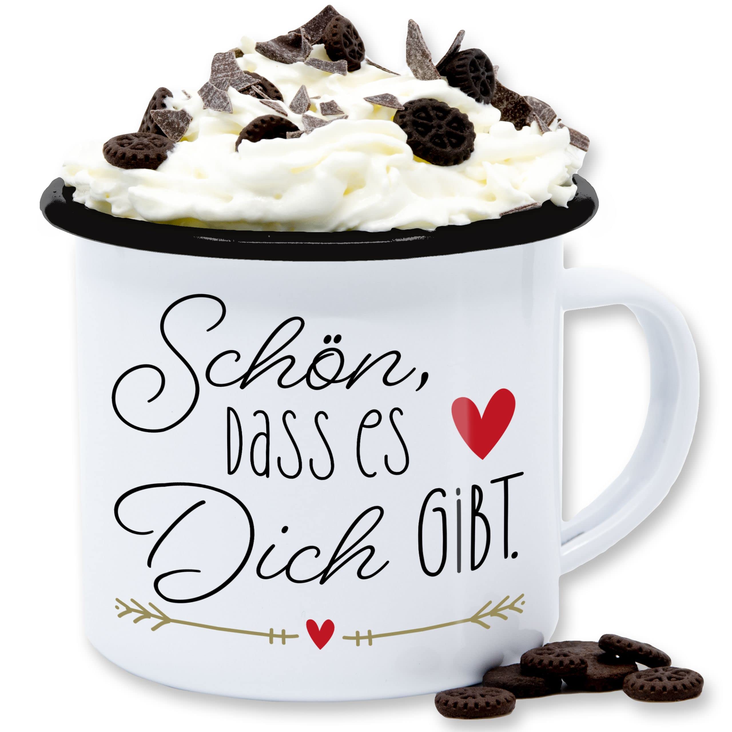 Emaille Tasse 'Schatz Ich Habe Versucht' - 300 Ml, Weiß-schwarz, Perfekt Für Valentinstag & Paare