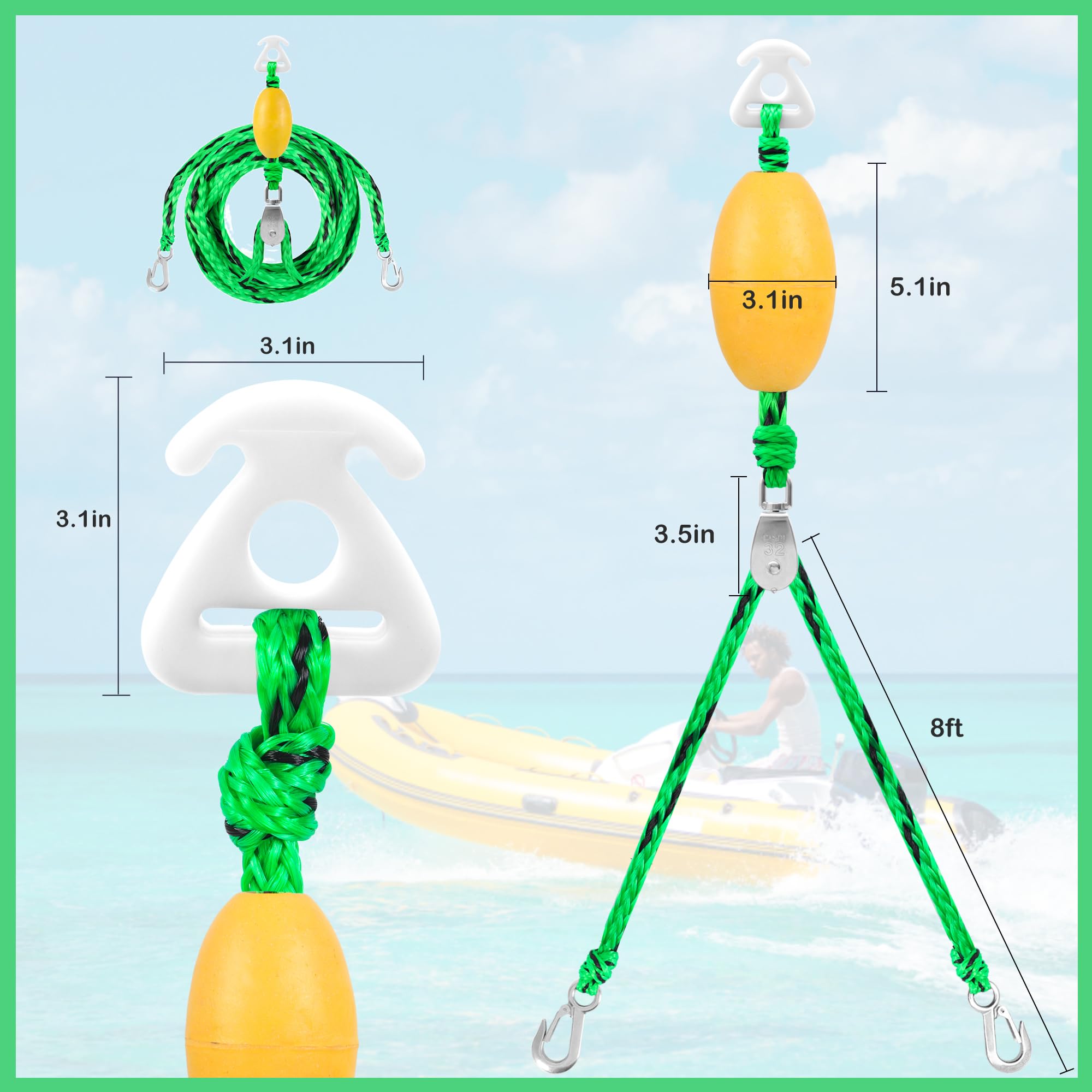 Arnés de remolque con flotador, cuerda de remolque de barco para tubo, arnés de remolque resistente para esquí acuático, wakeboard, rodilla