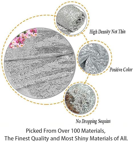 Vista 74 de ShiDianYi Mantel glamoroso de lentejuelas de 1 yarda para mesa de postre de boda, 49.2 in de ancho