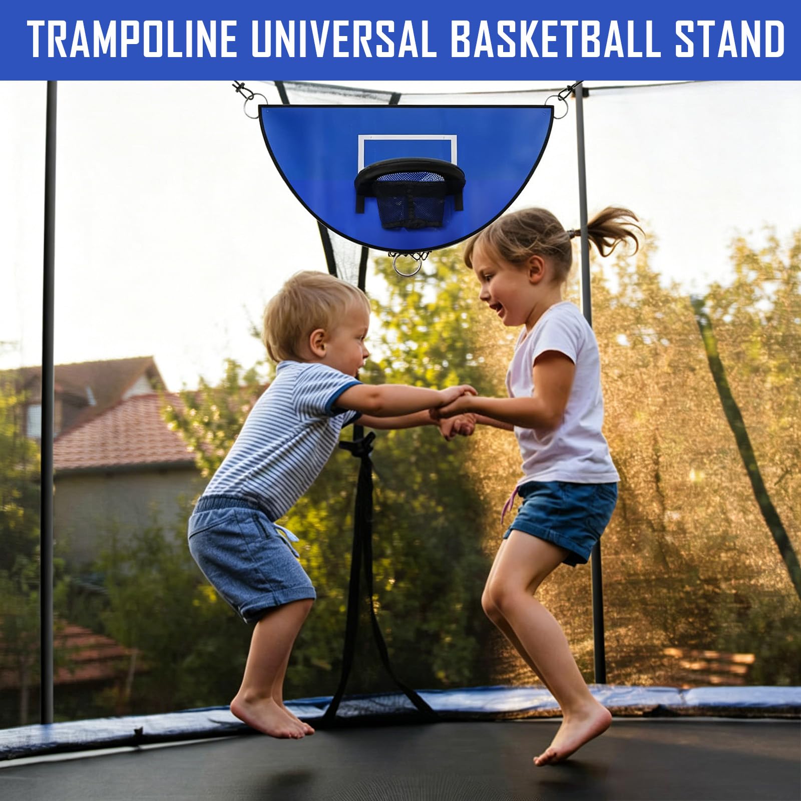 MeYuxg Zestaw koszykarski do trampoliny, mini kosz do koszykówki, odrywana krawędź do zanurzenia, wodoszczelny kosz do koszykówki, trampolina z 3 mini piłkami do koszykówki, akcesoria do trampoliny