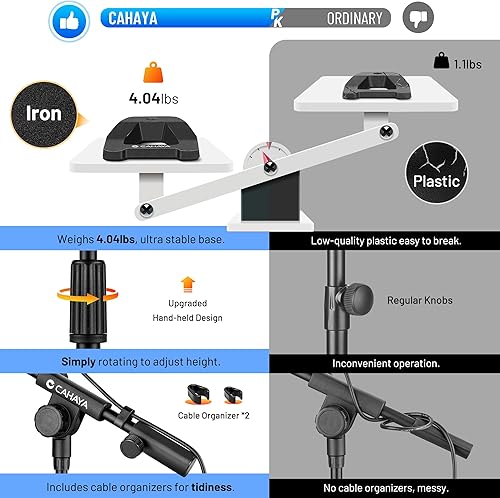 Miniatura 2 de CAHAYA Soporte de micrófono ajustable  Soporte de micrófono de escritorio con brazo de brazo de metal, base ponderada de metal, soporte de micrófono