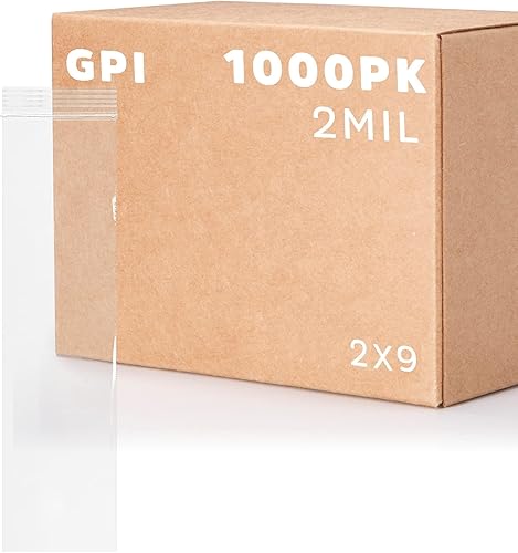 GPI - 1000 fundas, 2 x 9 pulgadas de largo, bolsas de plástico transparente con cremallera a granel, 2 mil de grosor, duraderas, bolsas de