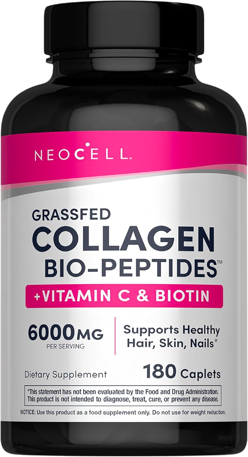 NeoCell Collagen Peptides Pills | 180 Tablets | with Vitamin C and Biotin | Grass Fed Bovine | Hair, Skin, & Nails | for Women and Men