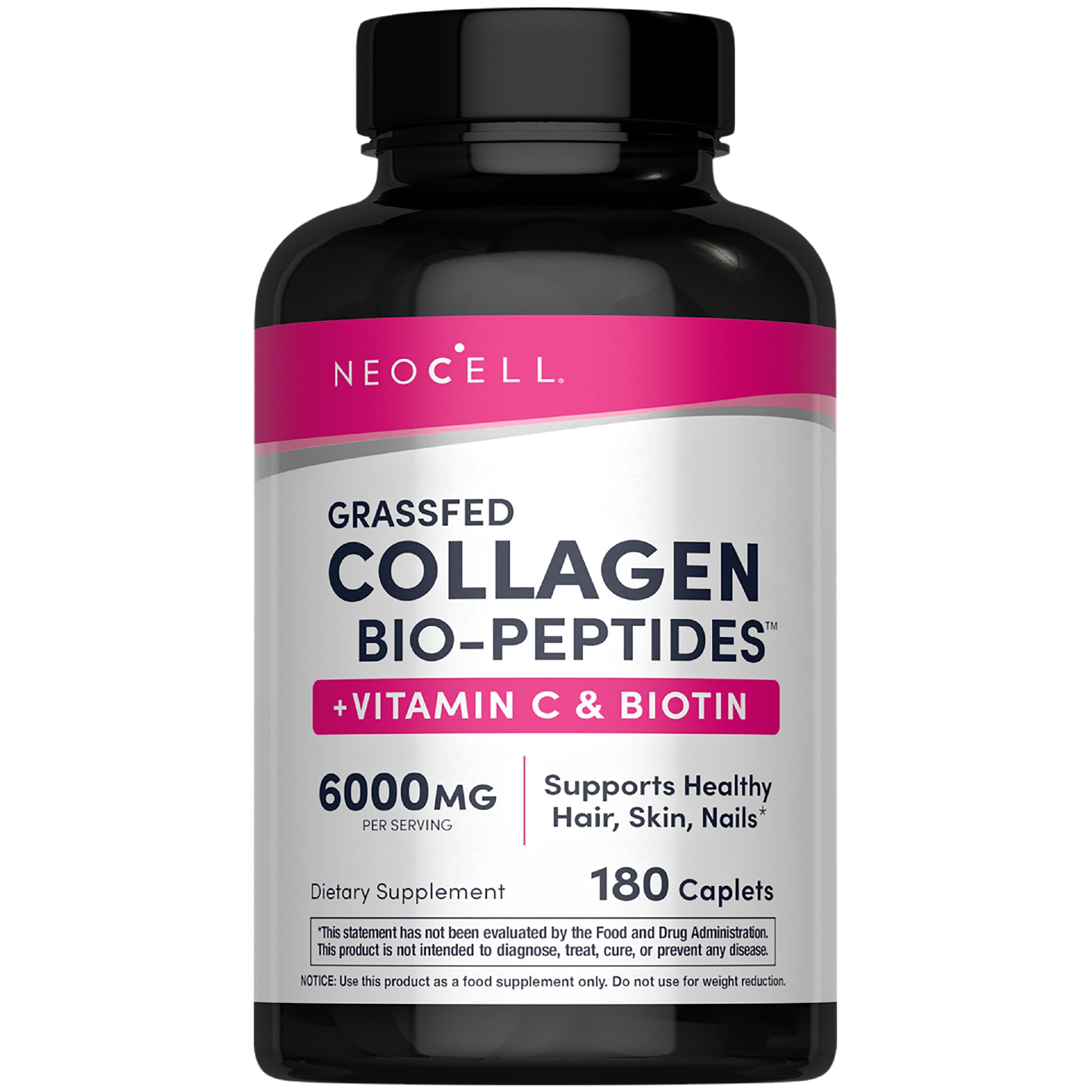 NeoCell Collagen Peptides Pills | 180 Tablets | with Vitamin C and Biotin | Grass Fed Bovine | Hair, Skin, & Nails | for Women and Men