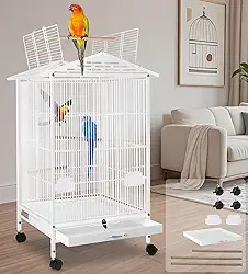 Gaiola para Calopsita, 97 * 46 * 46cm, Branco, Viveiro para Papagaio Grande, Viveiro para Calopsita