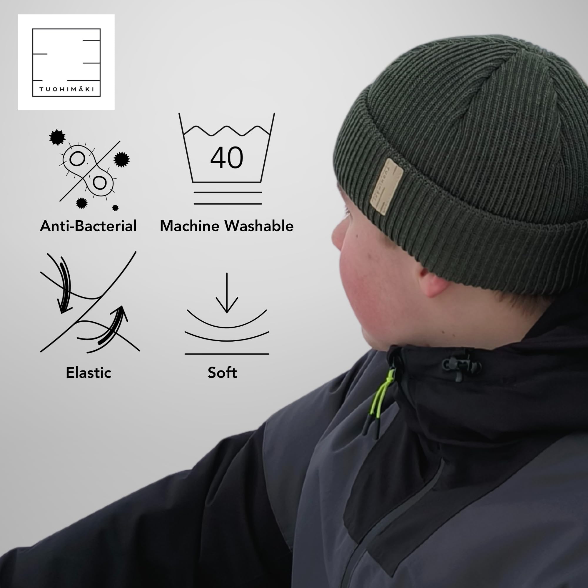 Gorro de marinero para hombre – Clásico gorro de pescador de 100 % lana merino – Gorro de pescador de invierno – Sin mulesing & Fabricado en Finlandia – Gorro de lana cálido para hombre y mujer