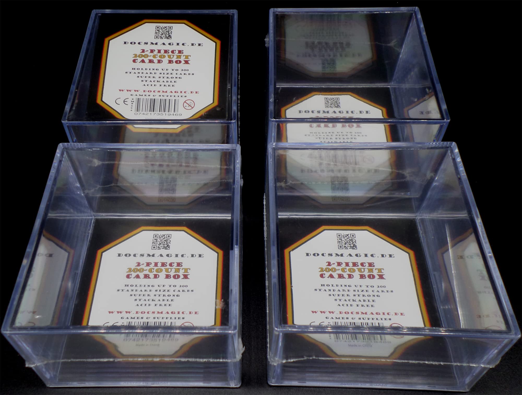 docsmagic.de 4 x 2-piece card box, 200-count slide, clear acrylic deck storage, card box, transparent