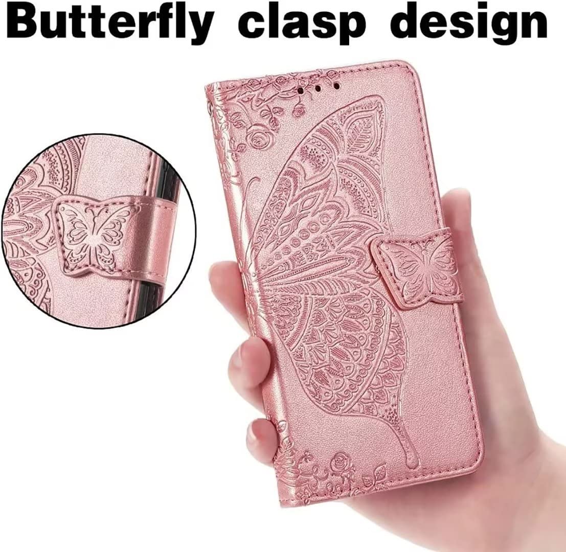 Custodia in pelle per Realme 10 4G farfalla in rilievo custodia in pelle flip slot per schede telefono cellulare con supporto viola