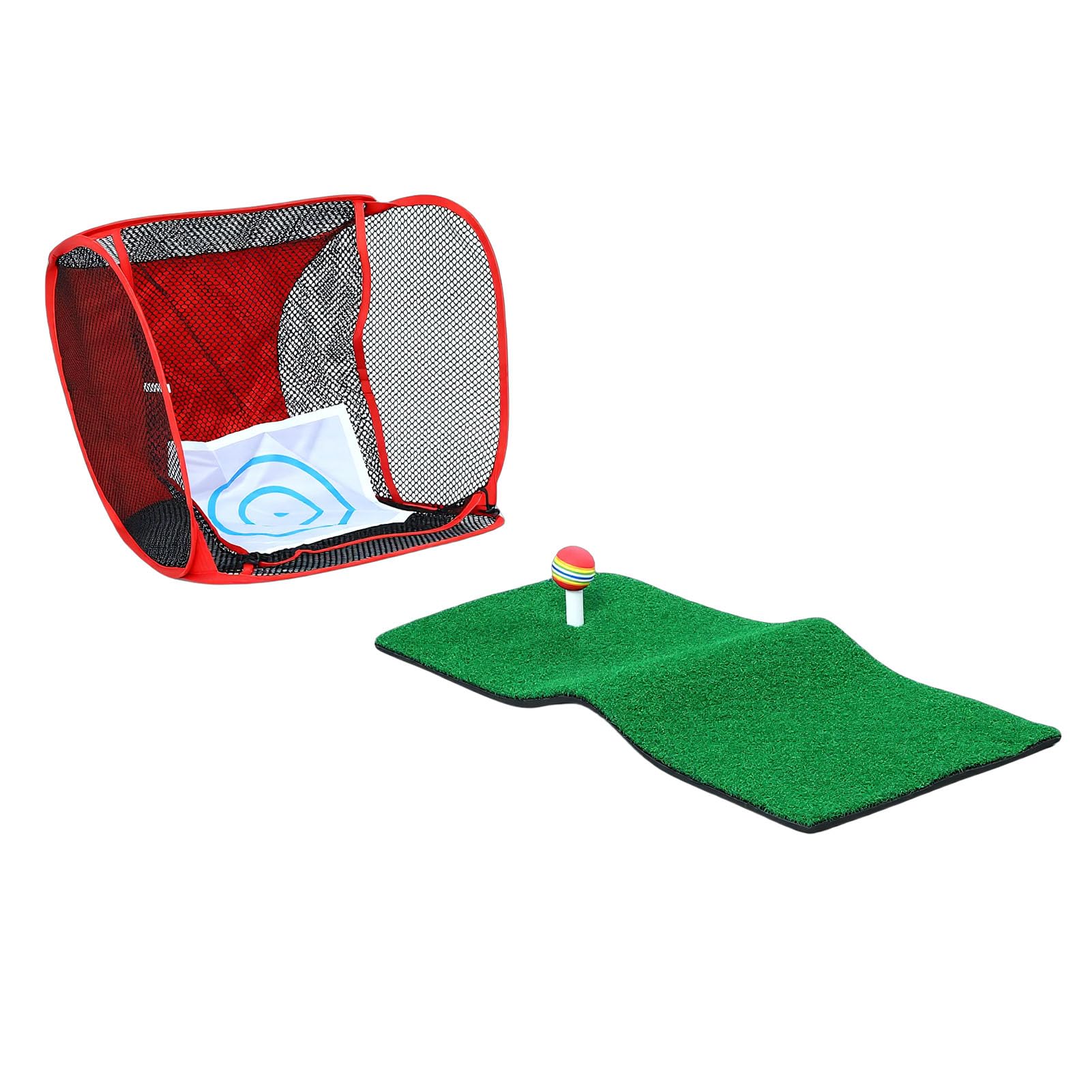 Juego de Red para Picar, Plegable, Portátil, para Práctica en Interiores y Exteriores, con 6 Bolas, 1 Tapete de Césped y Bolsa de Transporte