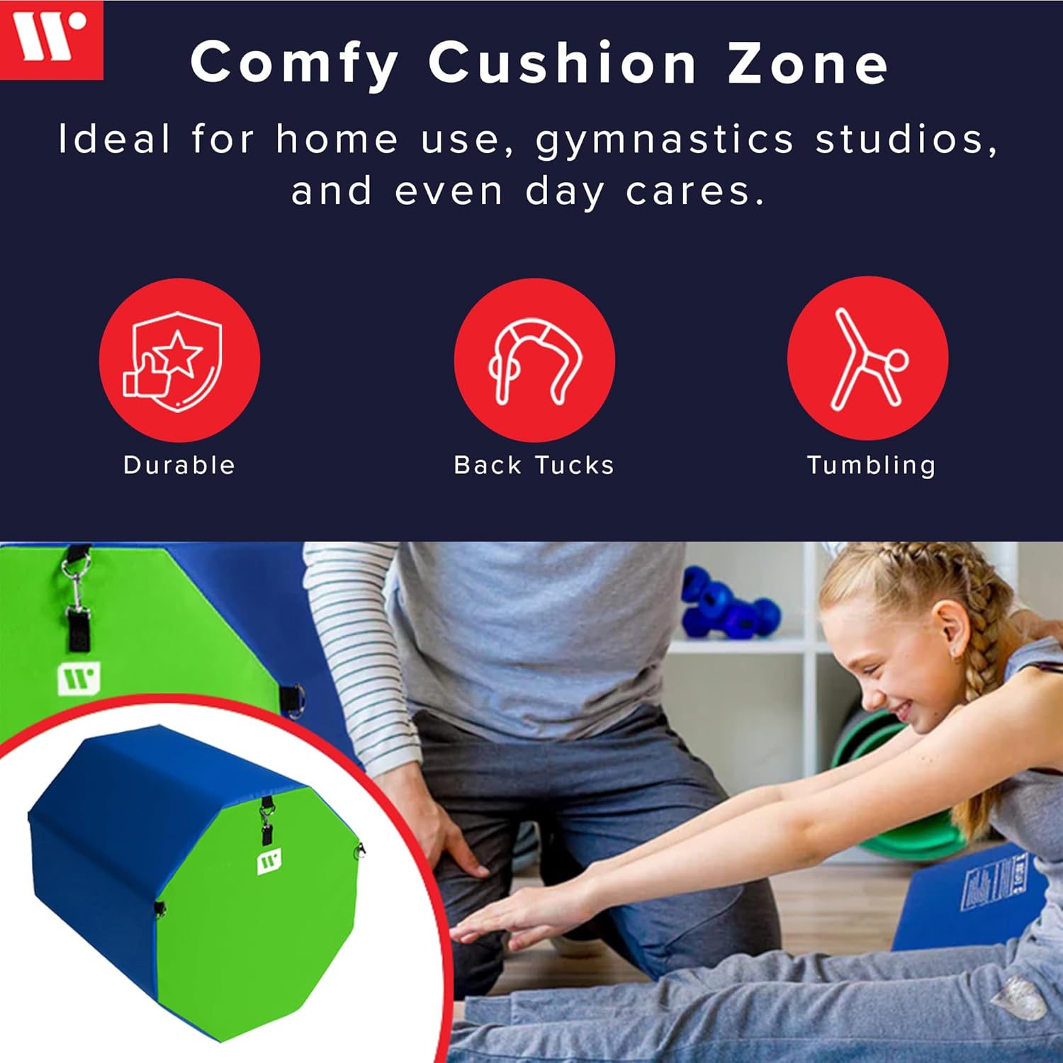 We Sell Mats Gymnastics Octagon Skill Shape Tumbling Mat, Somersault Backbend Trainer for Gymnastics, Cheerleading and Martial Arts