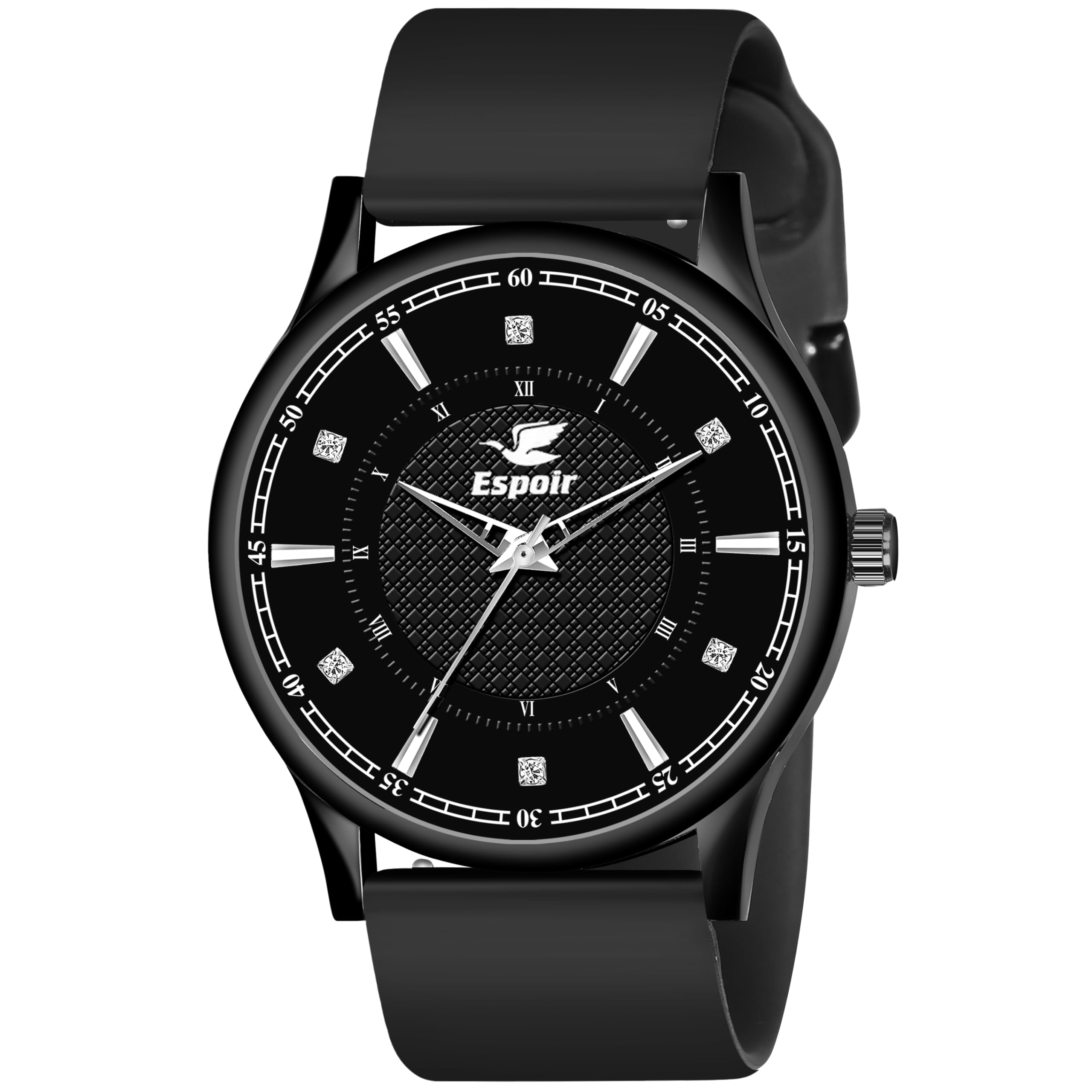 Espoir Silicone Diamond Black Smart Watch Strap Analog Watch - For Men Diamond Black (B0CMV34K16) Amazon Price History, Amazon Price Tracker