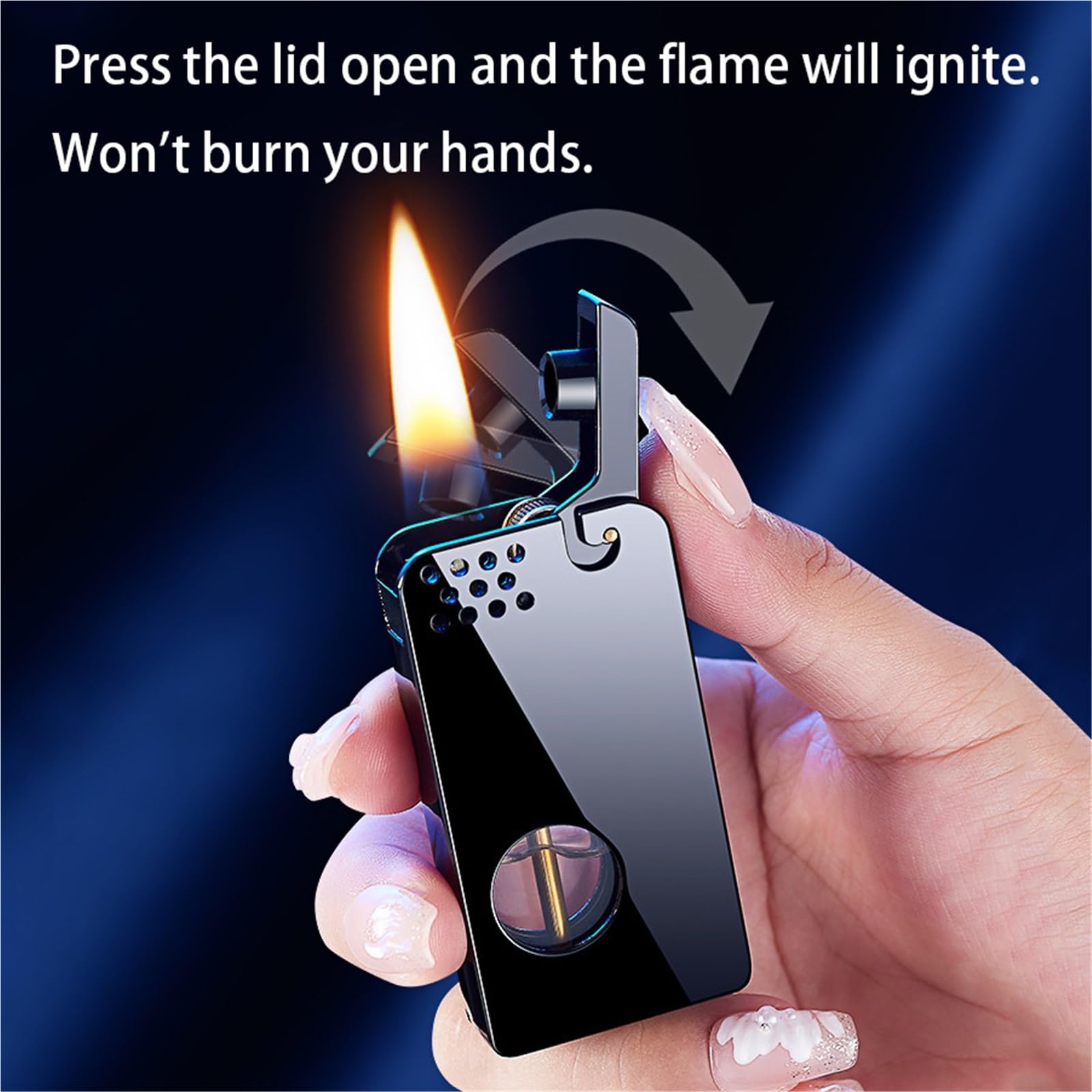 Briquet portable au kérosène coupe-vent, allumage à un bouton, réservoir de carburant transparent pour homme, design rétro avec fonction d'allumage automatique