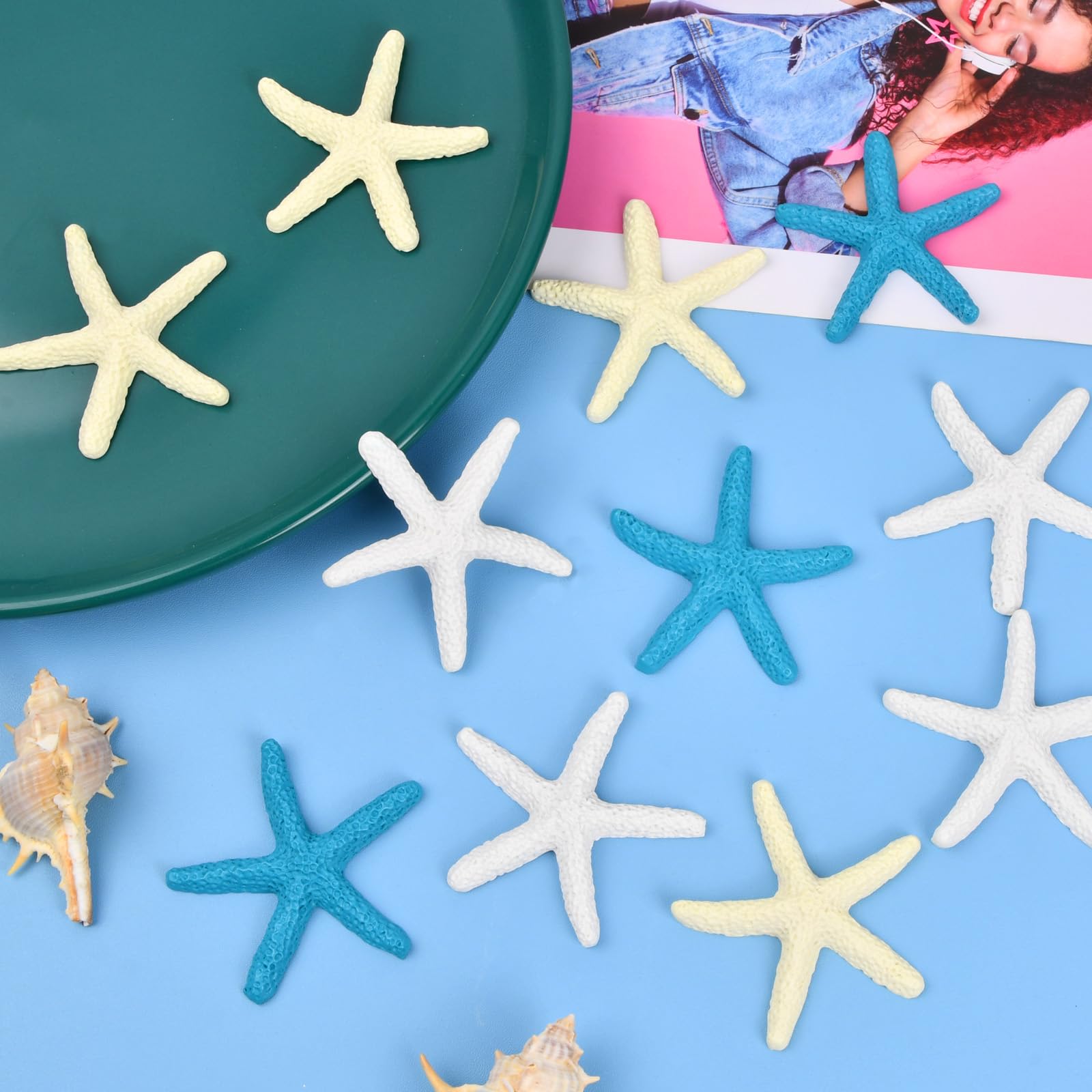 15 Pezzi Stelle Marine Decorative In Resina - Bianco, Beige, Blu Per Acquari E Craft - Foto 12