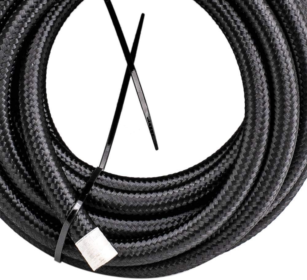 maXpeedingrods 6AN Fuel Line Kit, 3/8" Fuel Line Hose, Transmission Cooler Lines, CPE Nylon Stainless Steel Braided 6AN Push Lock Hose End 20FT 10PCS