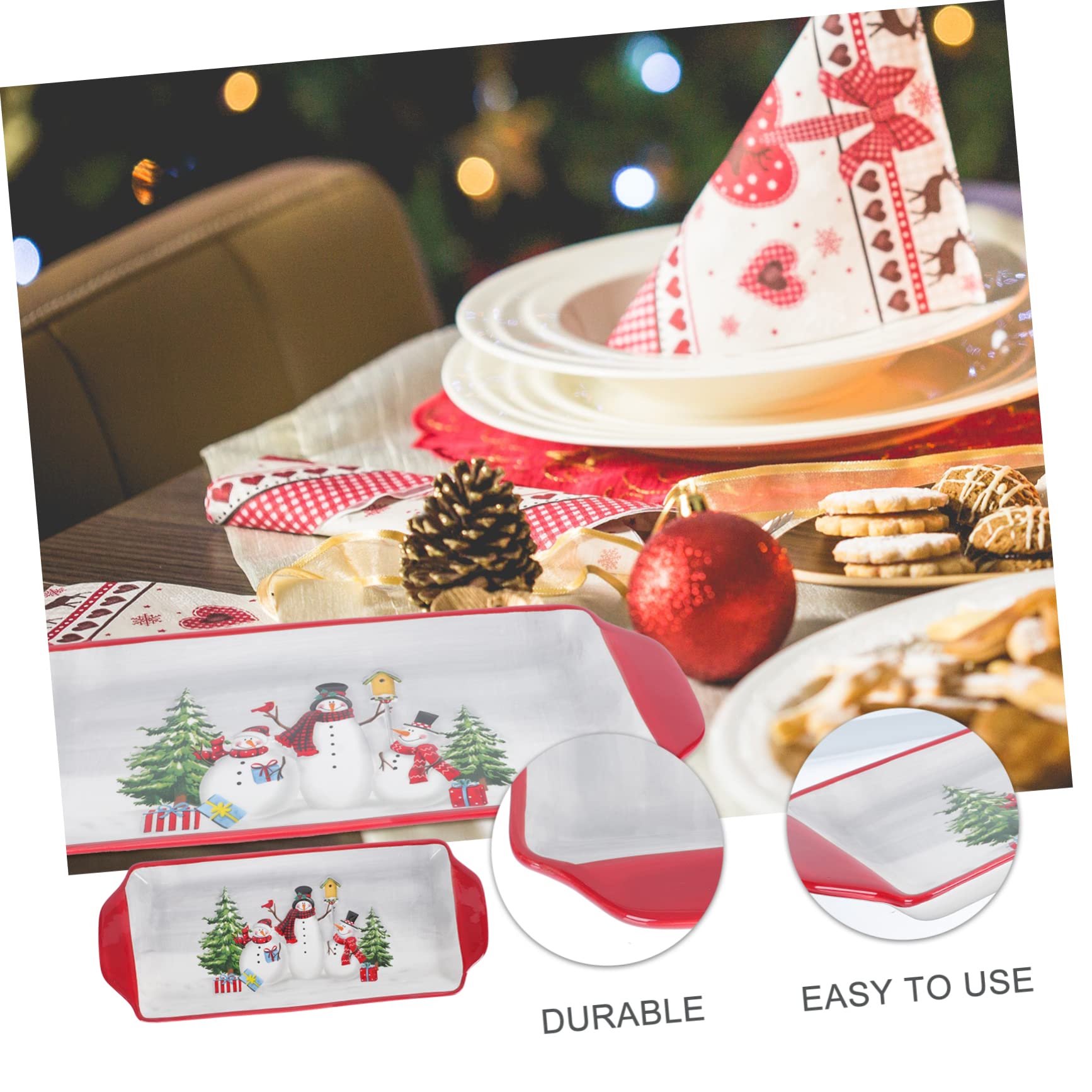 BESTonZON 1pezzi Vassoio per Dolci Natalizio in Ceramica con Motivo Cartoni Animati Piatto da Dessert e Frutta per Portate Domestiche e Feste