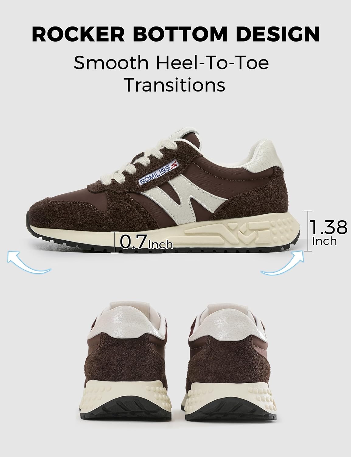 somiliss Women's Fashion Sneakers - Classic Casual Comfortable Walking Shoes - Lace Up Non-Slip Suede Fabric Upper - Retro Tennis Shoes for Women - Image 4