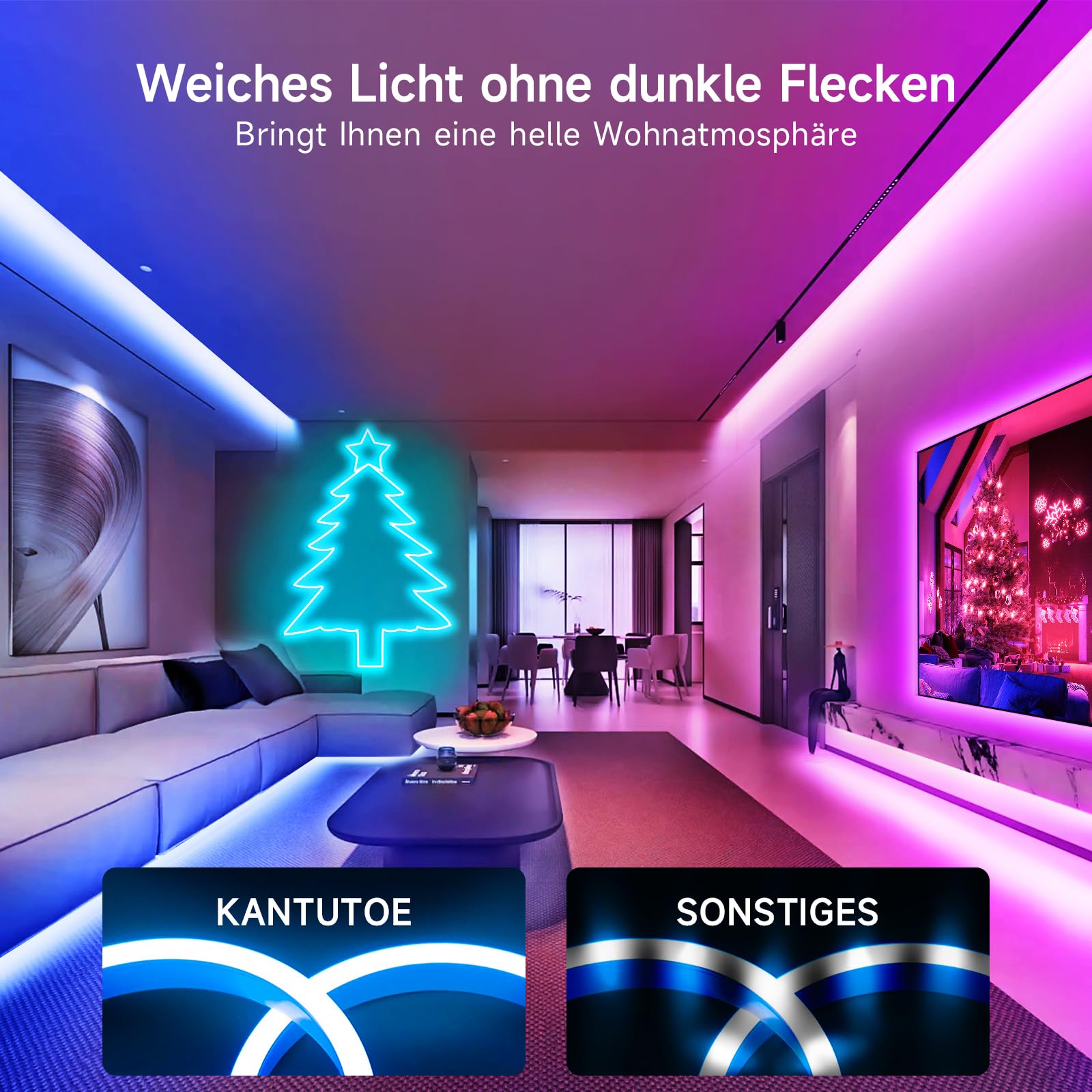 KANTUTOE Neon LED Streifen, 10m LED Strip mit Fernbedienung/APP Steuerung, 24V Flexibel IP65 Wasserdicht Musik Sync Gaming LED Schlauch, Rope LED Streifen für Schlafzimmer Oudoor Dekoration