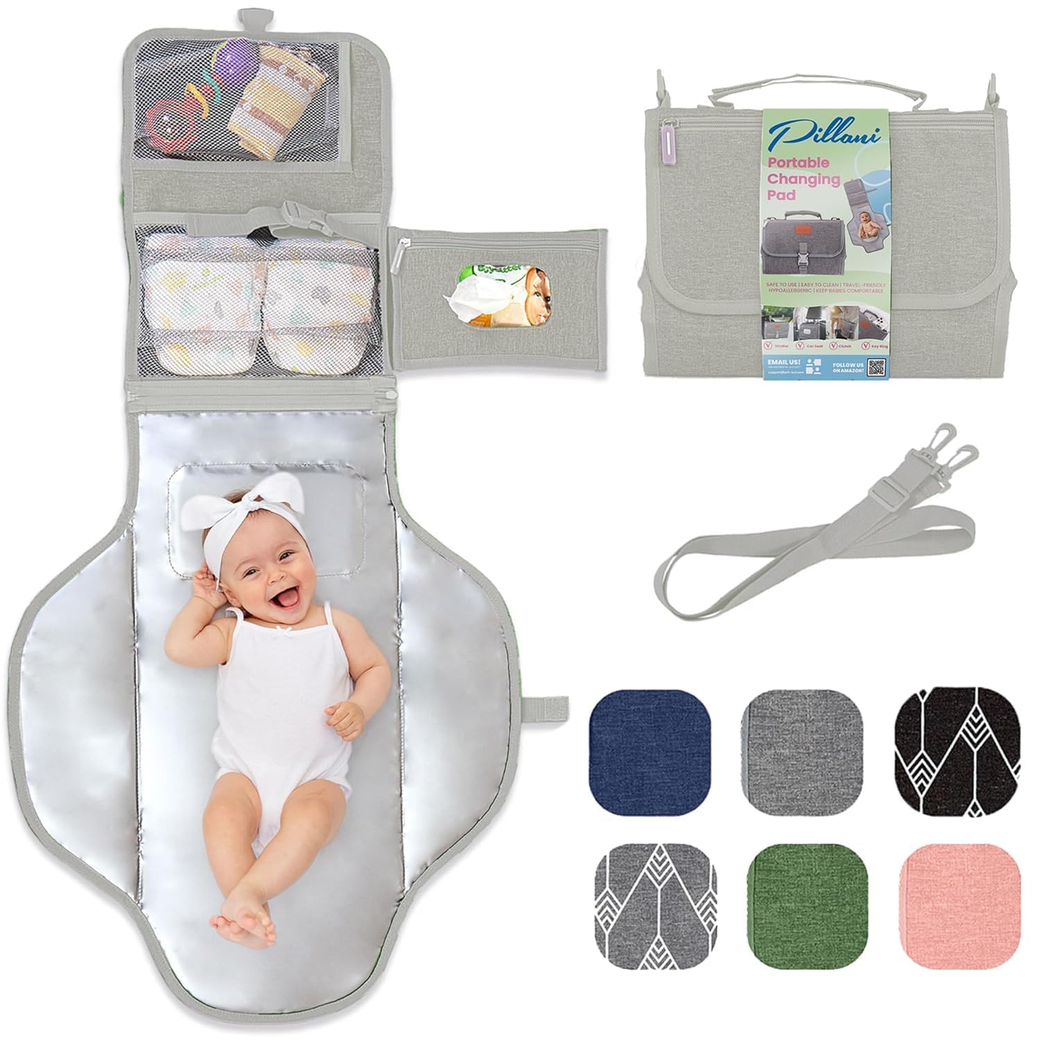 Portable Baby Changing Mat, Travel Changing Mat for Newborns, Large Waterproof Baby Changing Mat, Foldable and Removable Changing Station with Wipes Pockets, Baby Products Pillani โ image 1