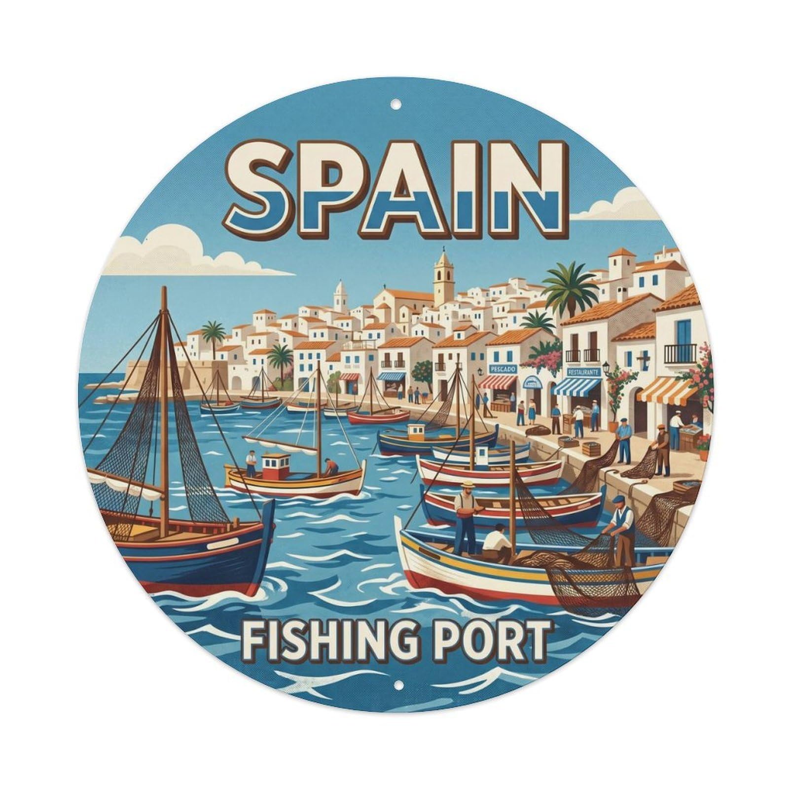Marbella Fishing Port Spain Landmark Travel Metal Tin Sign